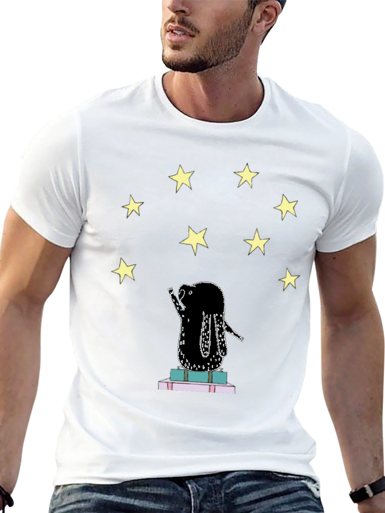 Starry Reader Graphic Tee - Unisex Black T-Shirt
