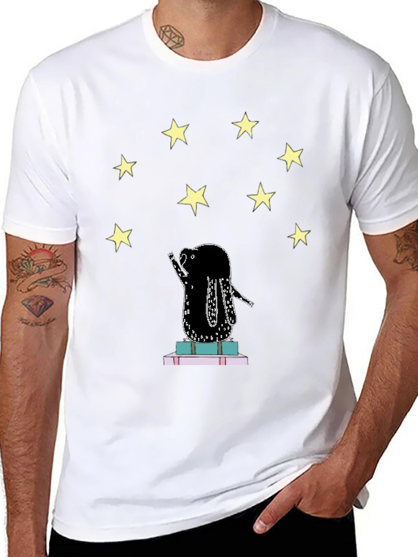 Starry Reader Graphic Tee - Unisex Black T-Shirt