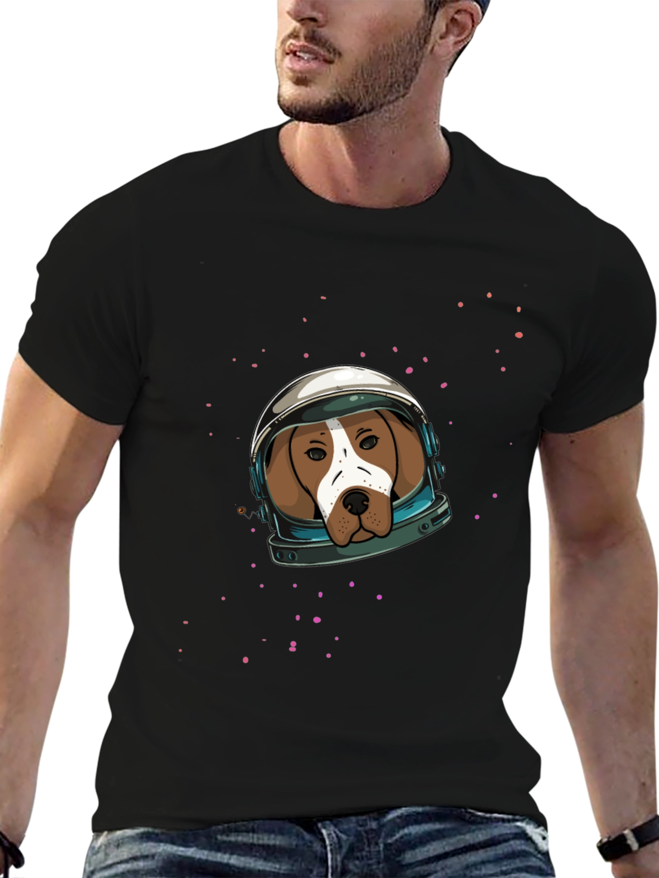 Astronaut Dog Graphic Tee - Black