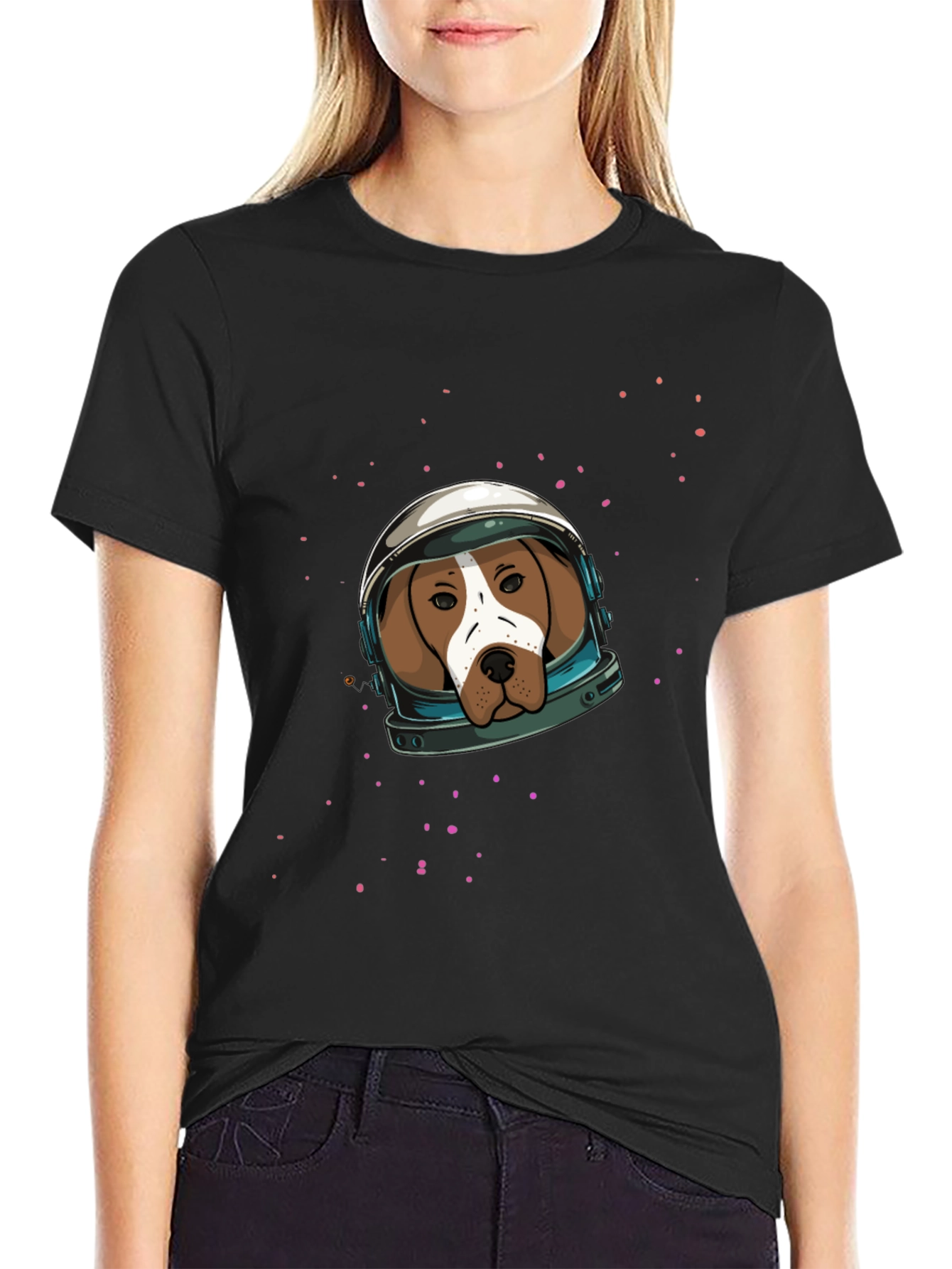Astronaut Dog Graphic Tee - Black