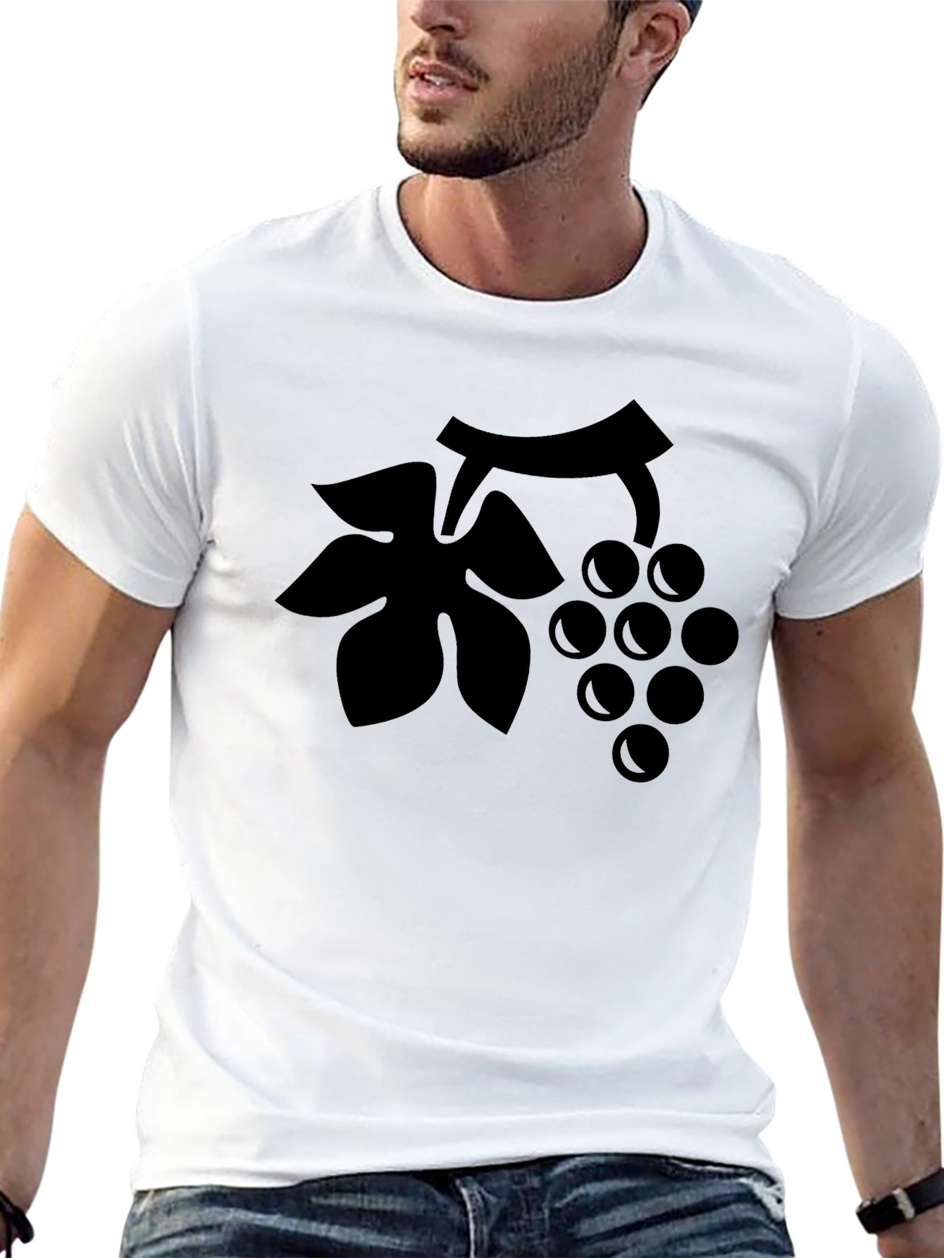 Grapes Graphic Tee - Black Cotton Blend T-Shirt
