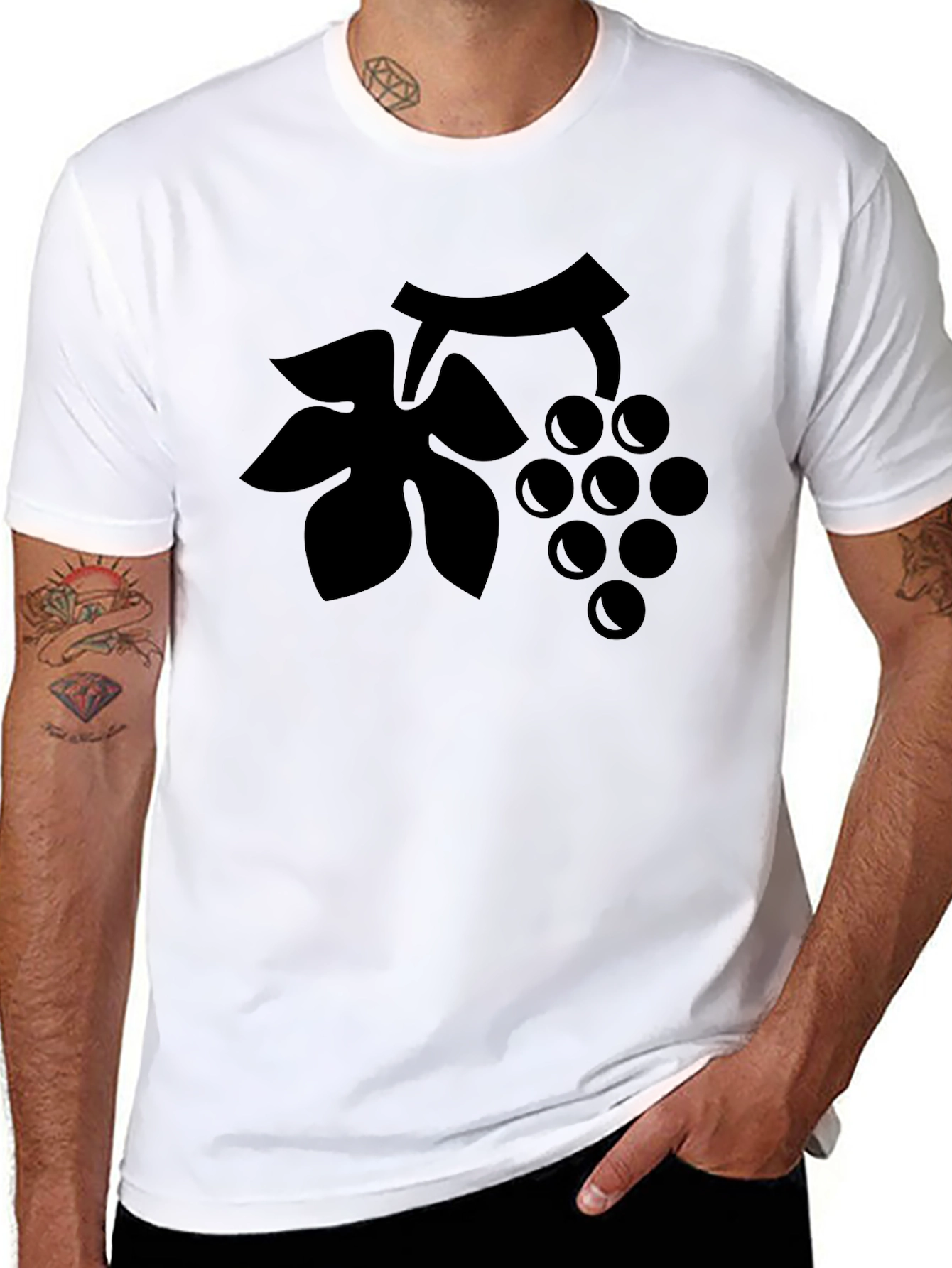 Grapes Graphic Tee - Black Cotton Blend T-Shirt
