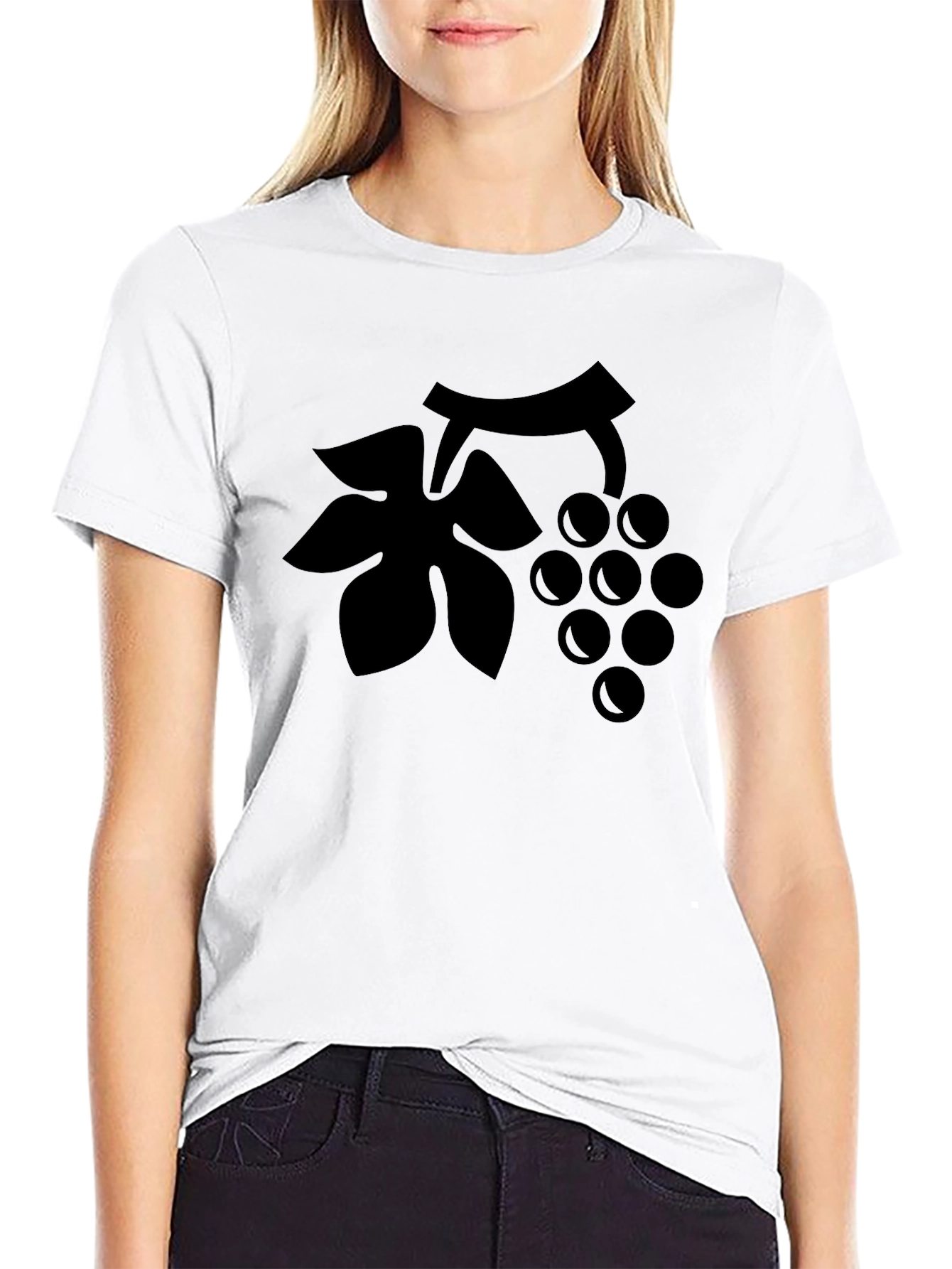 Grapes Graphic Tee - Black Cotton Blend T-Shirt