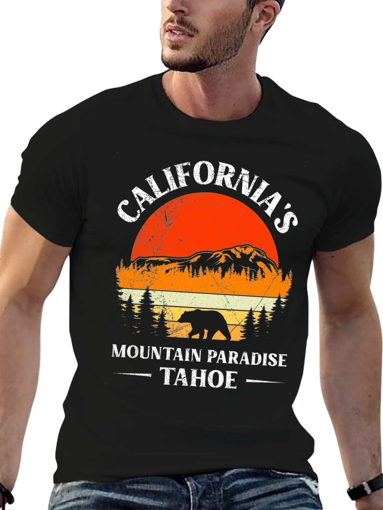 Californias Mountain Paradise Tahoe Bear Graphic T-Shirt