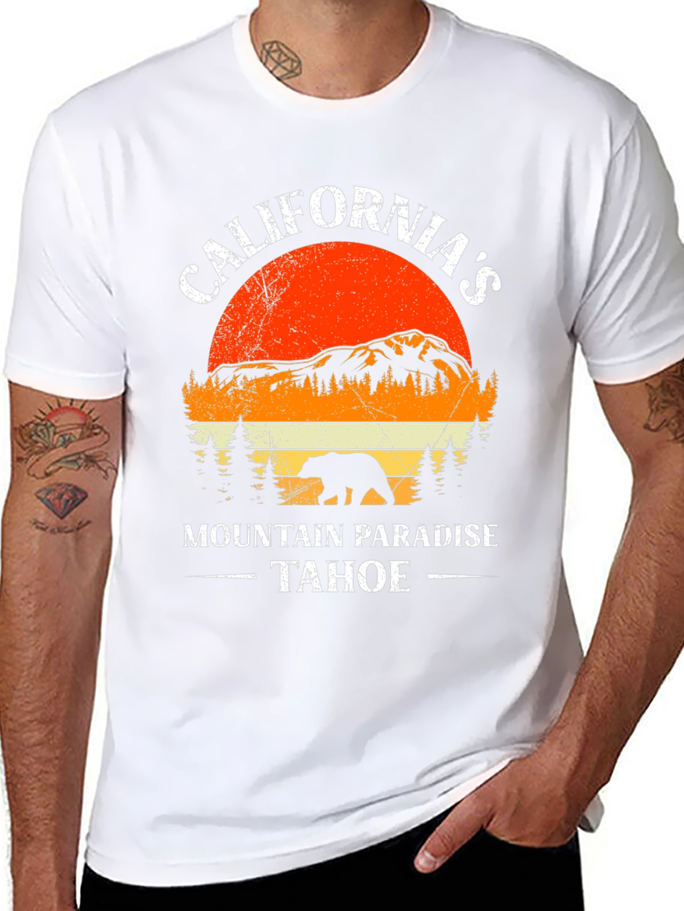 Californias Mountain Paradise Tahoe Bear Graphic T-Shirt