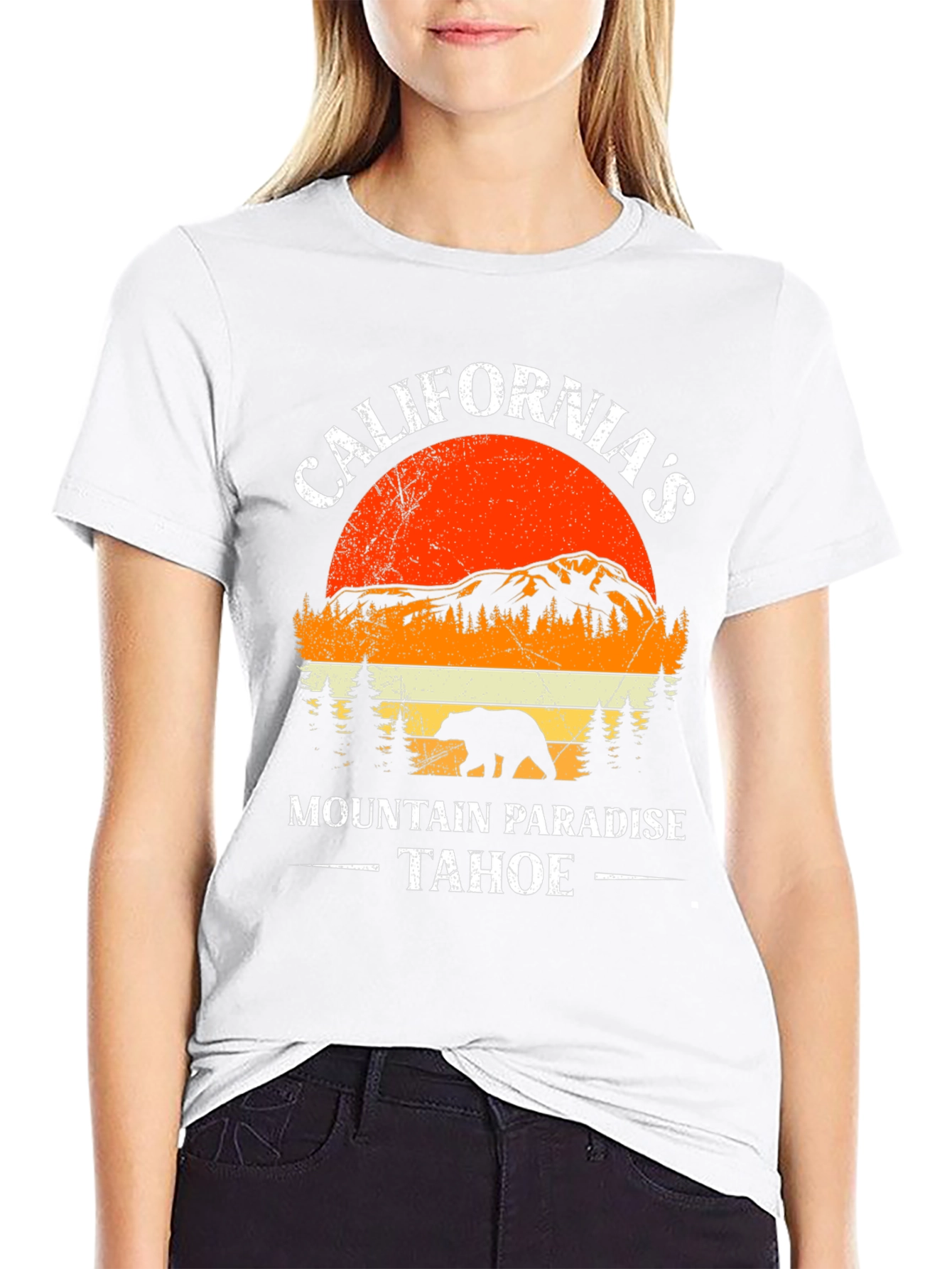 Californias Mountain Paradise Tahoe Bear Graphic T-Shirt