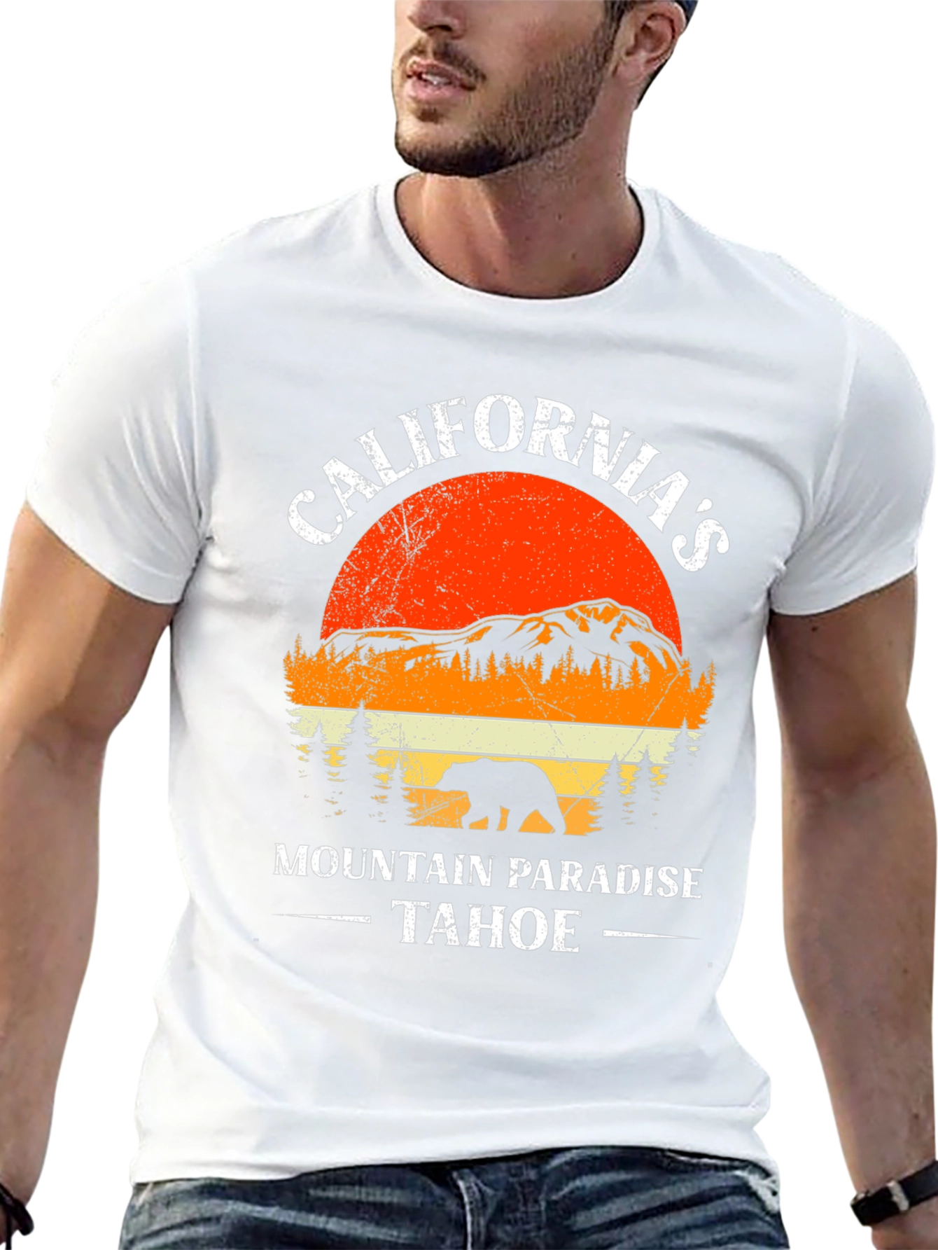 Californias Mountain Paradise Tahoe Bear Graphic T-Shirt