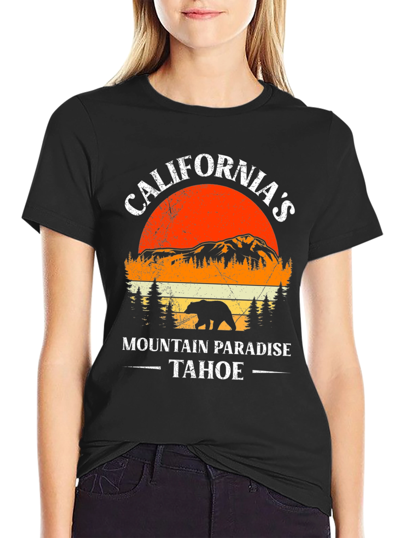 Californias Mountain Paradise Tahoe Bear Graphic T-Shirt