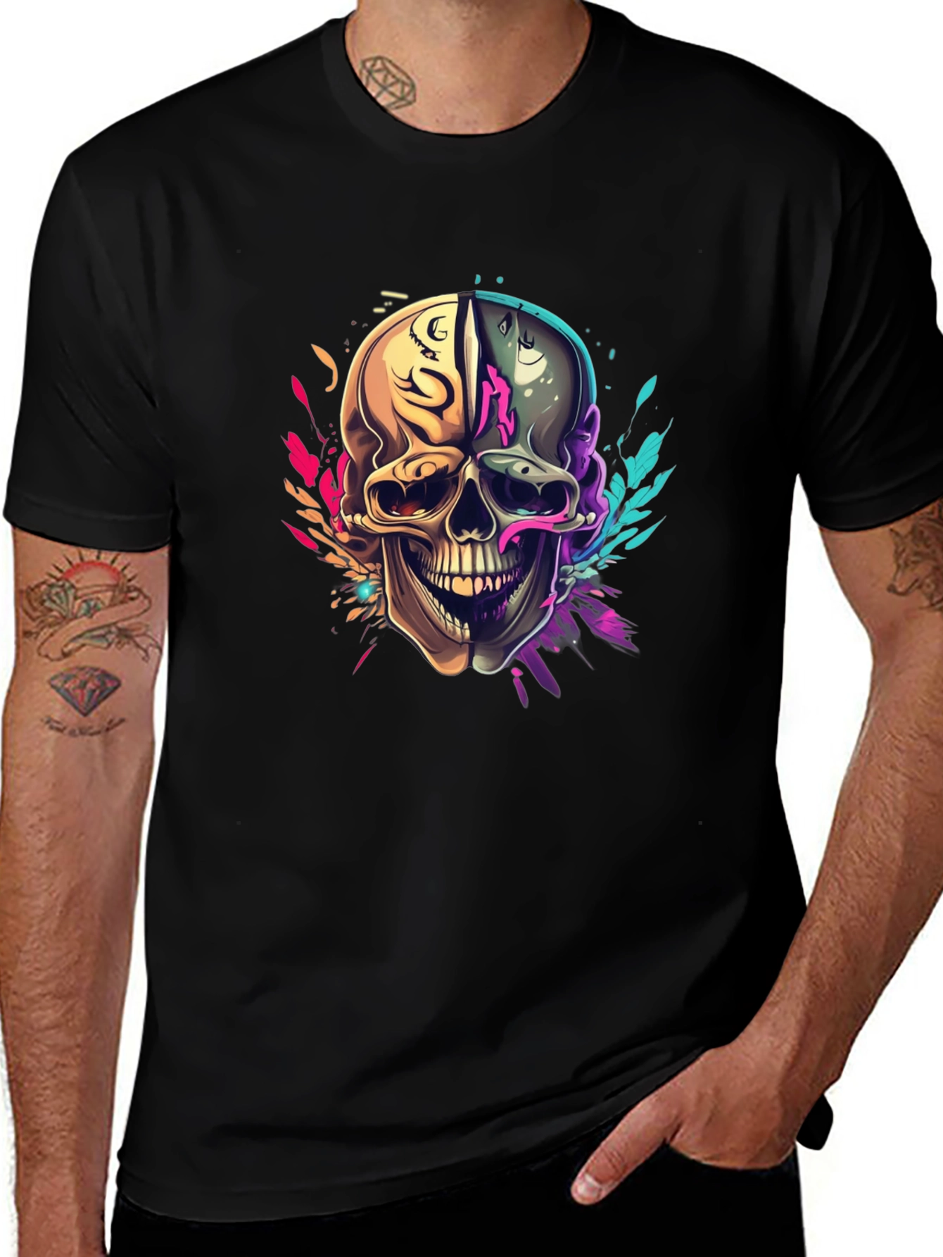Colorful Skull Graphic T-Shirt