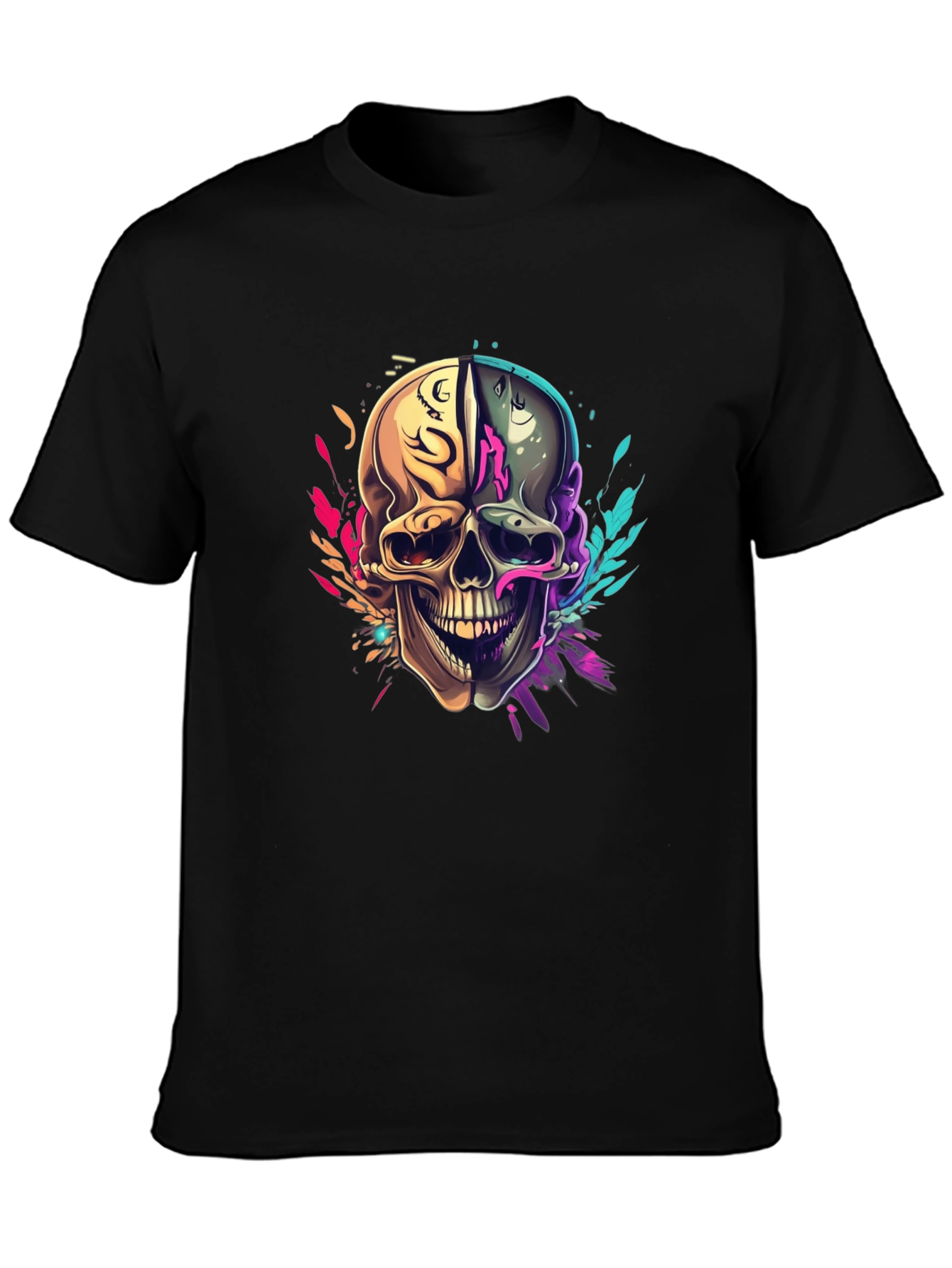 Colorful Skull Graphic T-Shirt
