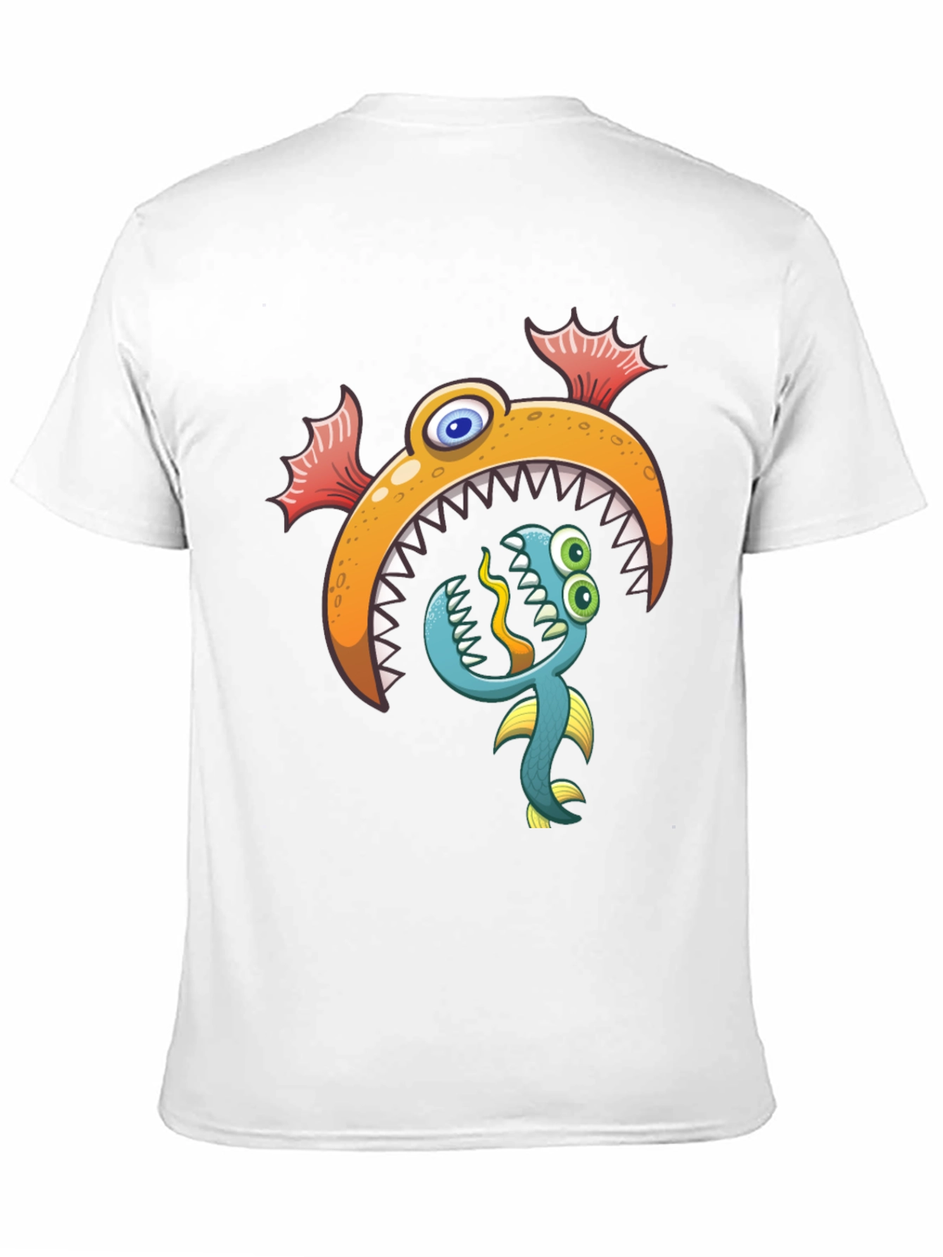 Cartoon Fish Graphic Print Black T-Shirt