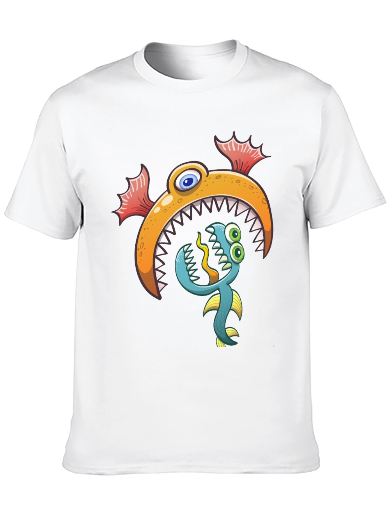 Cartoon Fish Graphic Print Black T-Shirt