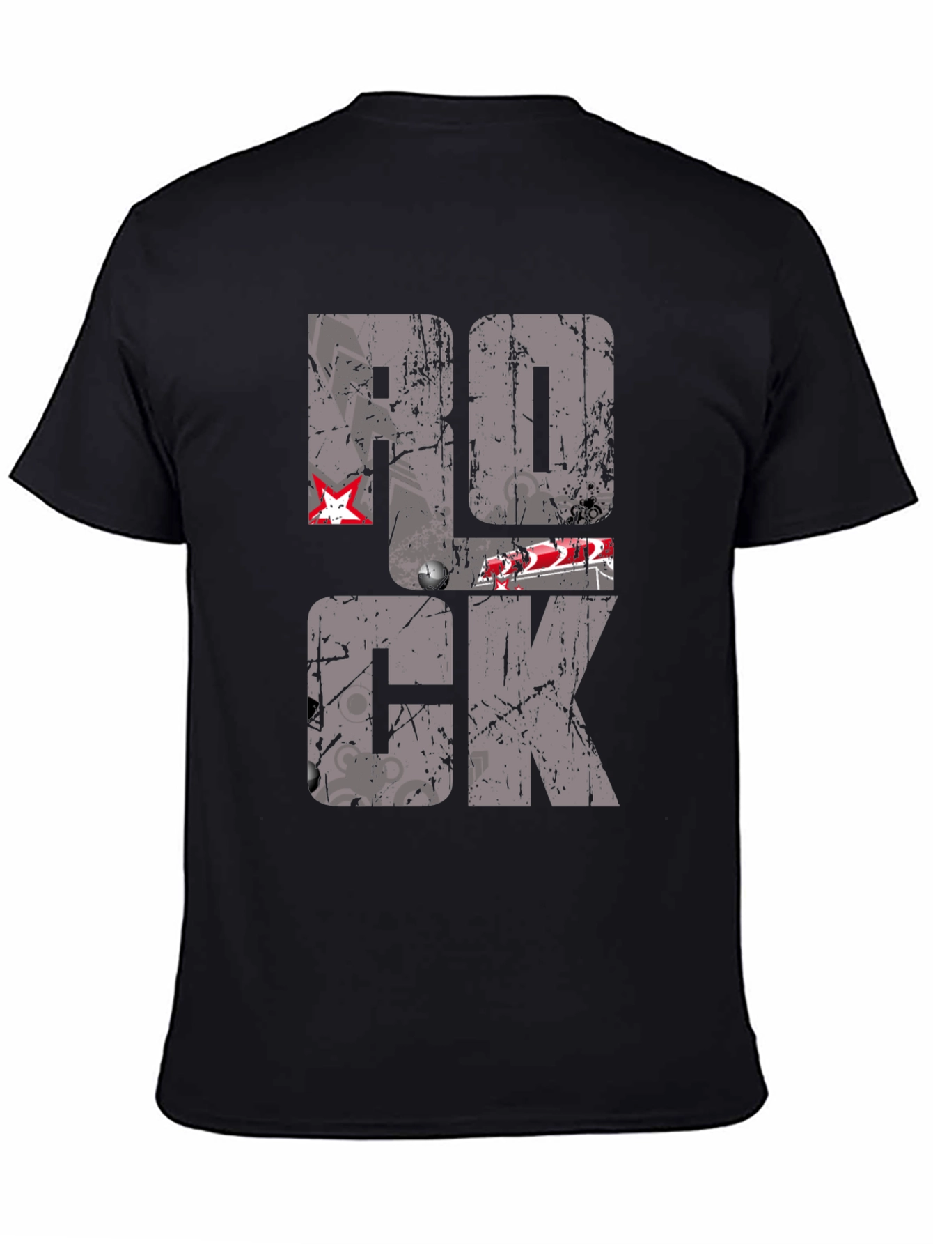 Rock Graphic Print Black T-Shirt