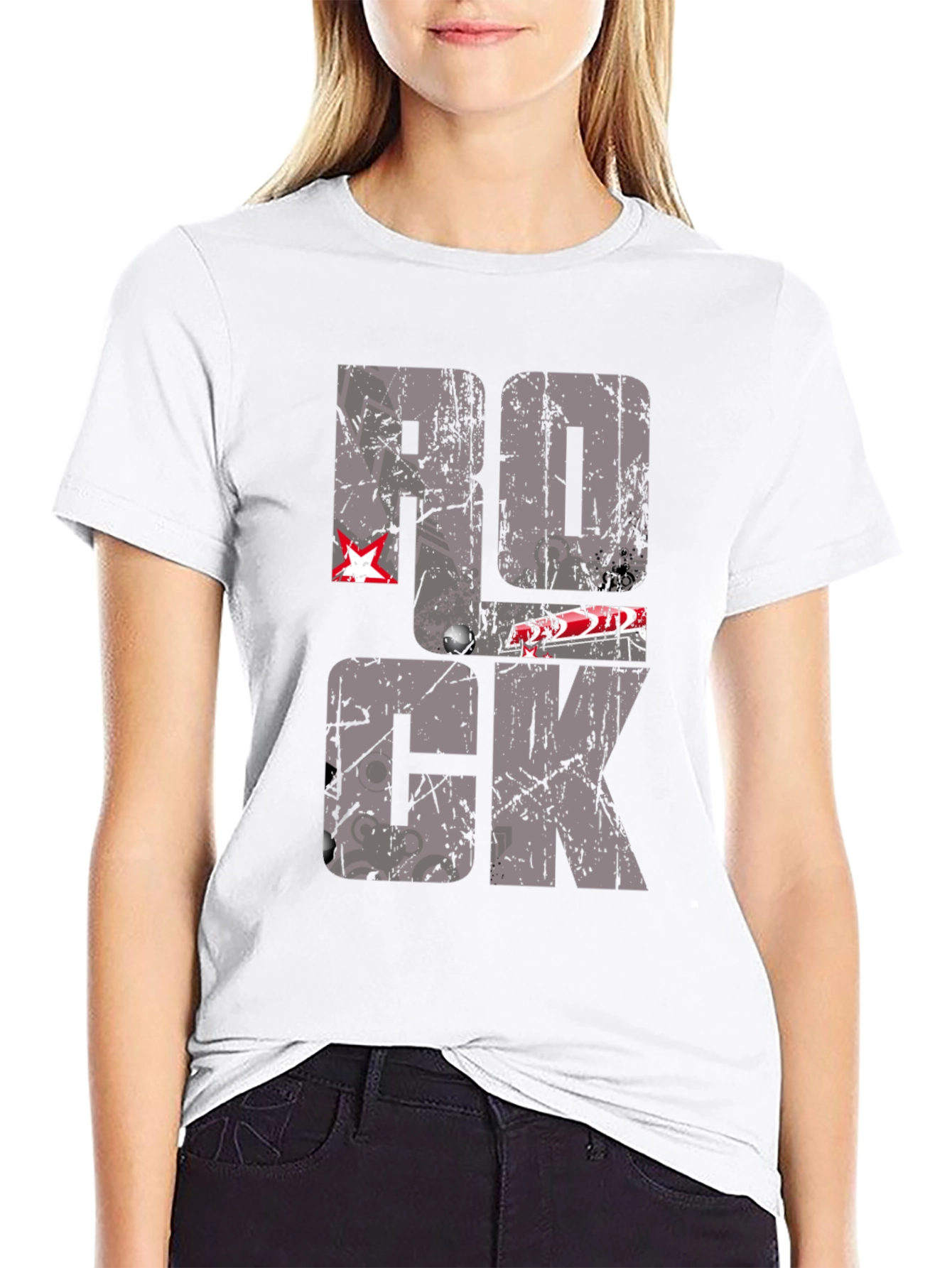 Rock Graphic Print Black T-Shirt