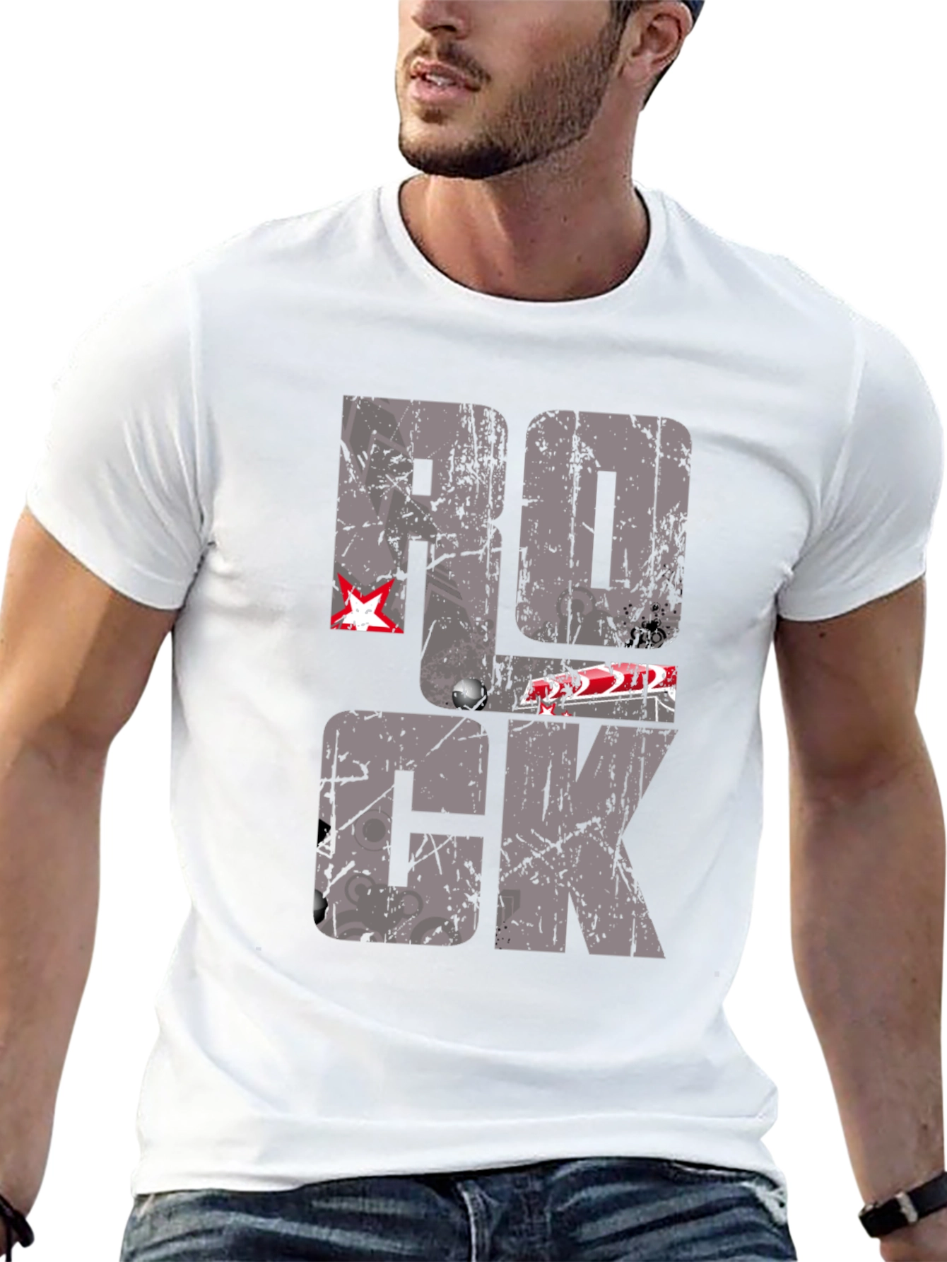 Rock Graphic Print Black T-Shirt