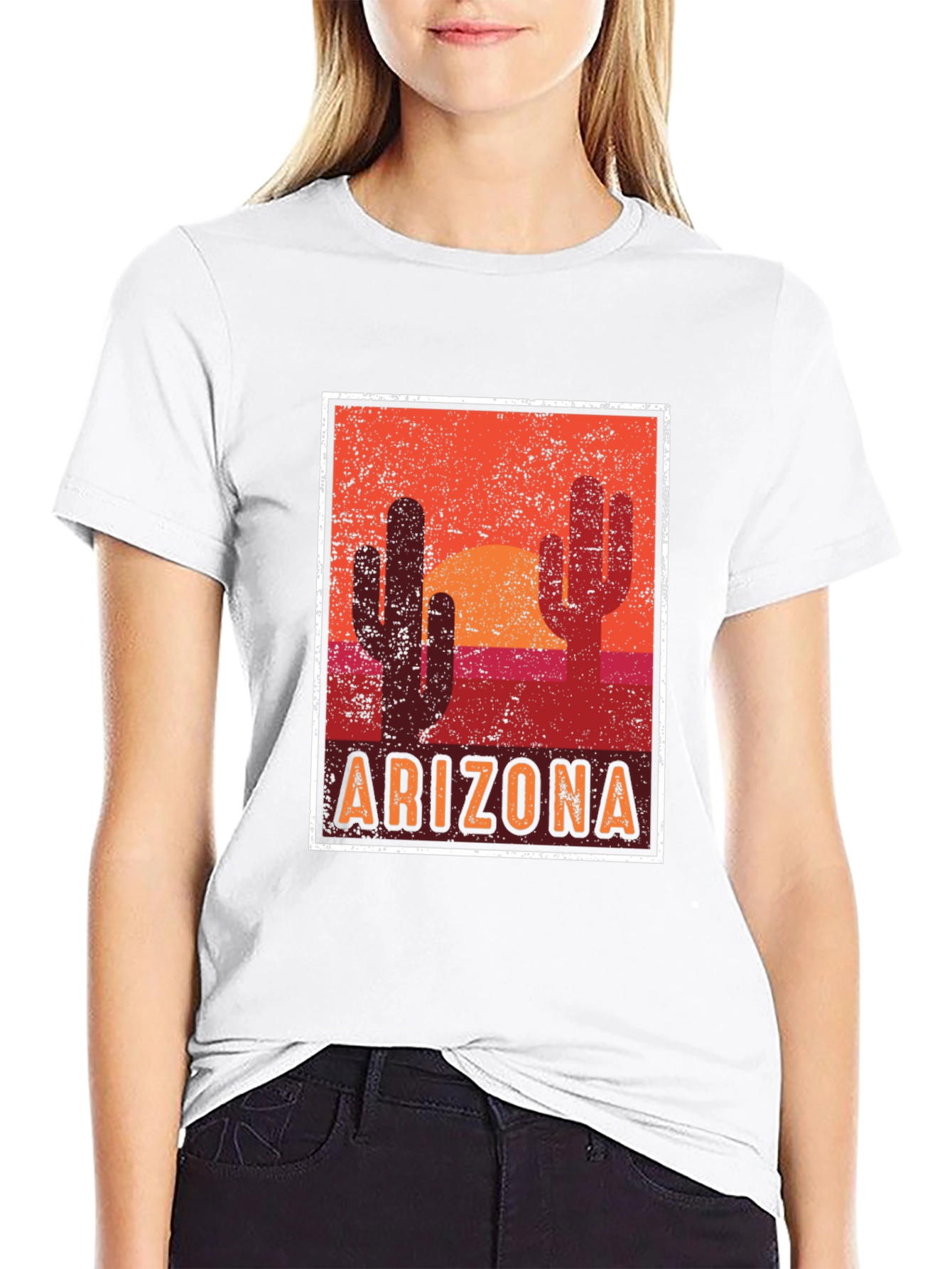 Arizona Desert Graphic Tee - Cacti Sunset Design