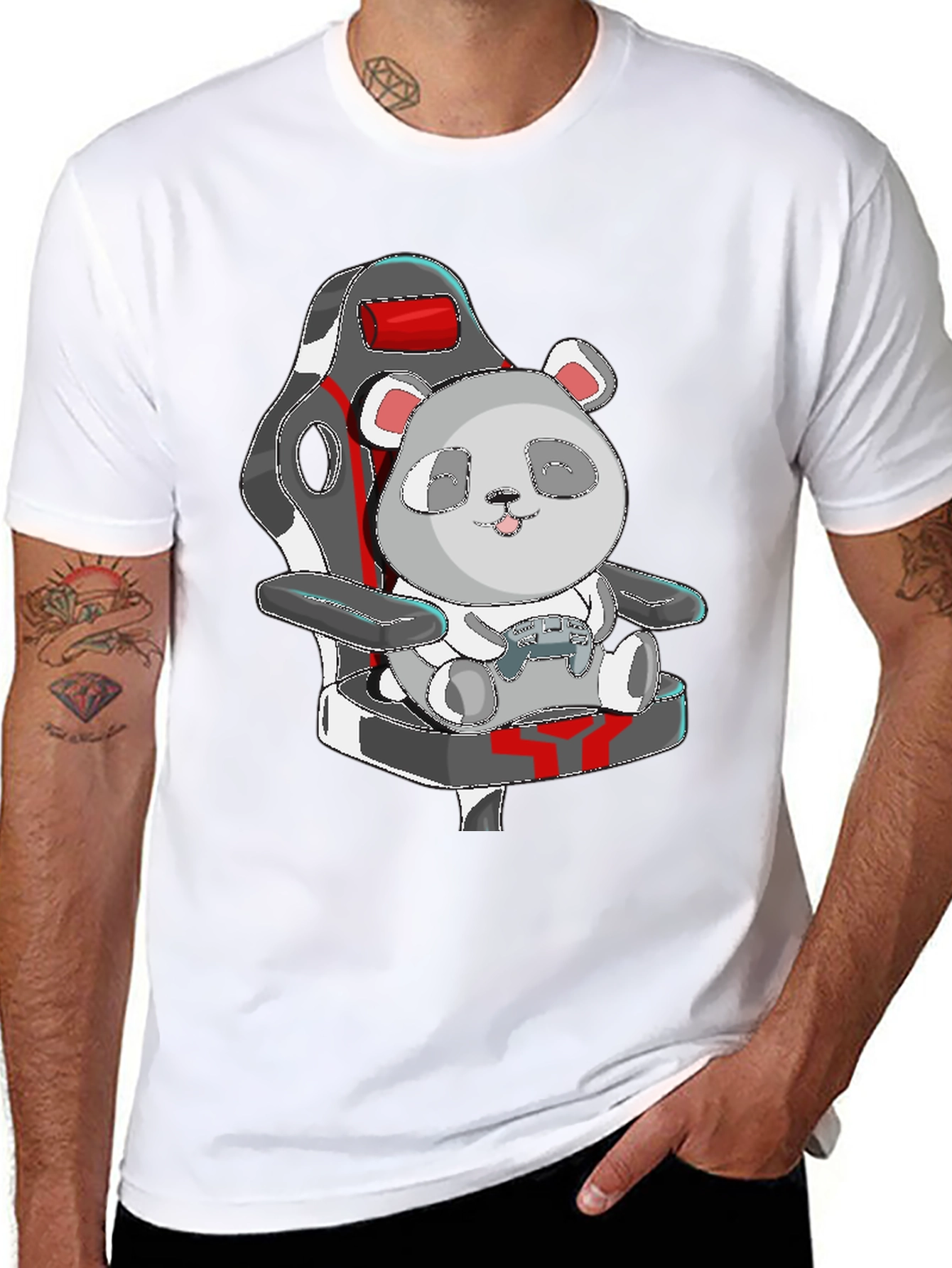 Panda Gamer T-Shirt - Cute Cartoon Graphic Tee