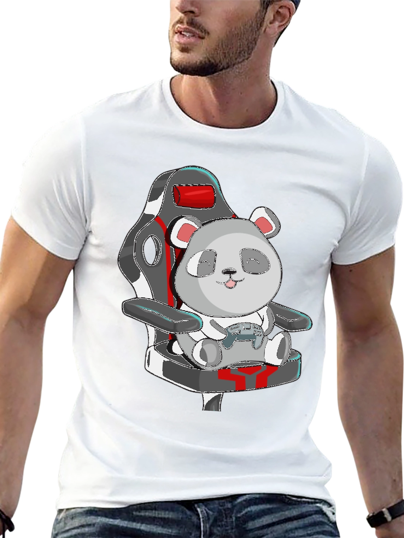 Panda Gamer T-Shirt - Cute Cartoon Graphic Tee