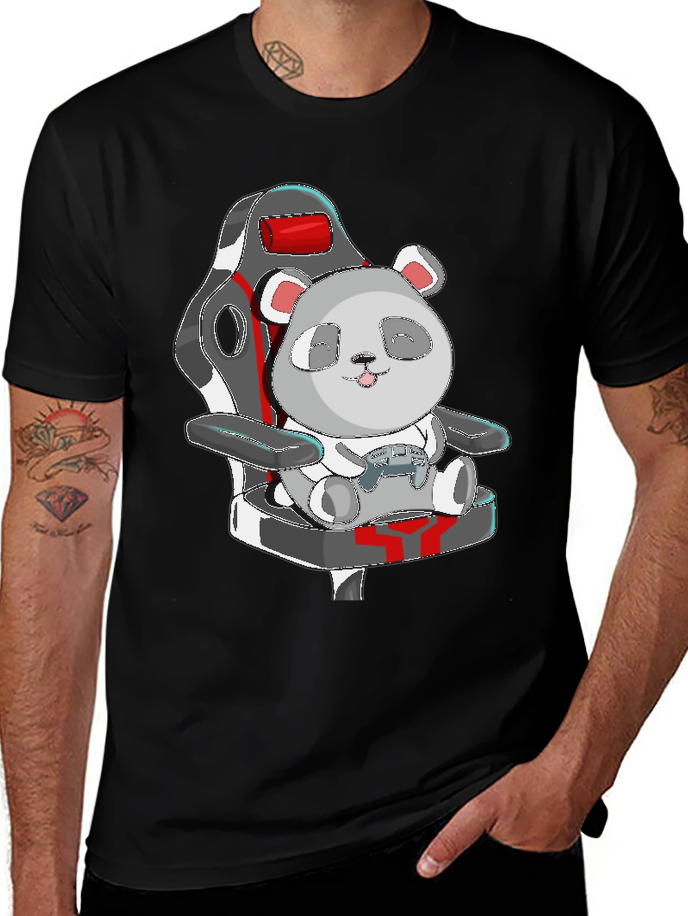 Panda Gamer T-Shirt - Cute Cartoon Graphic Tee