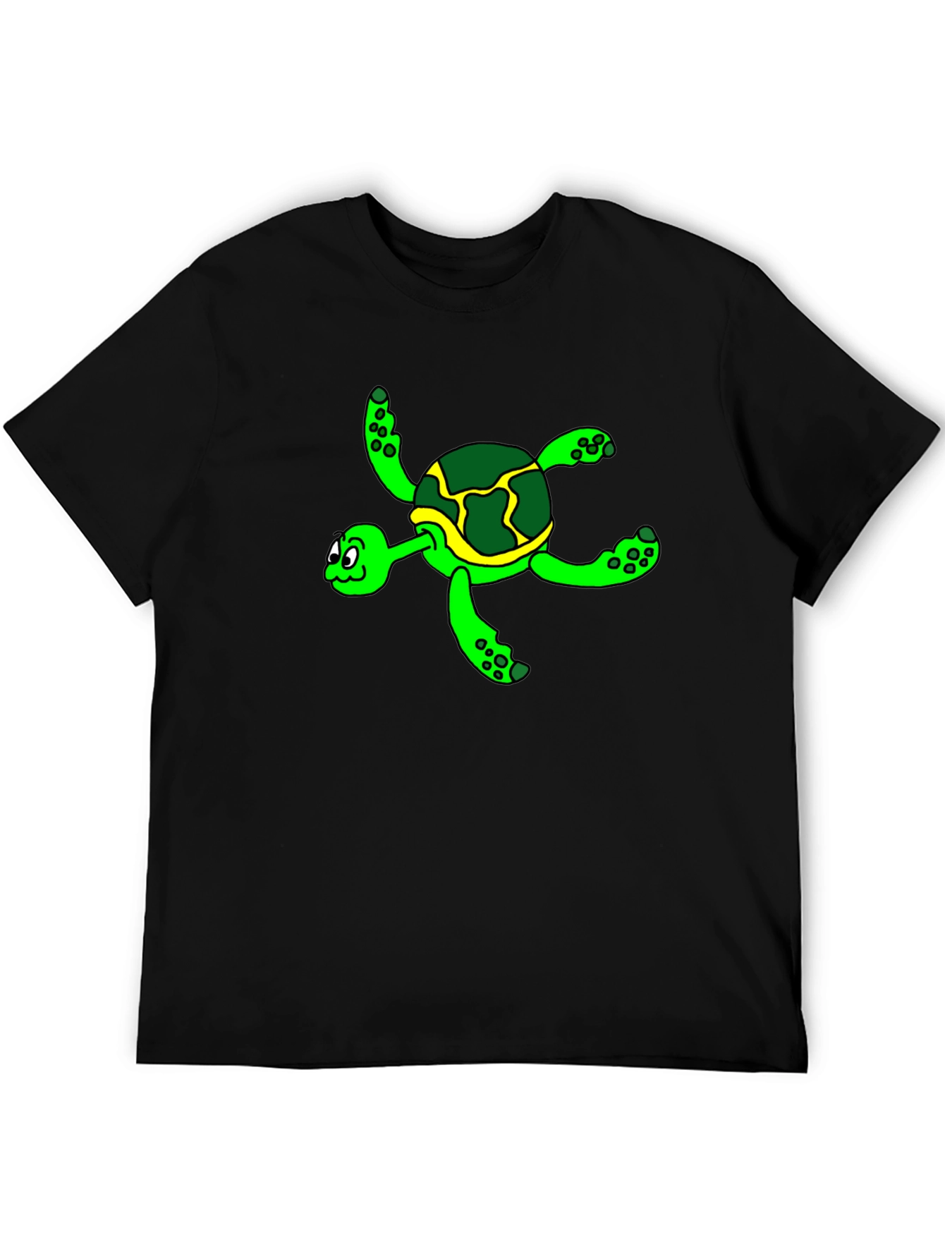 Cartoon Turtle Graphic Tee - Black