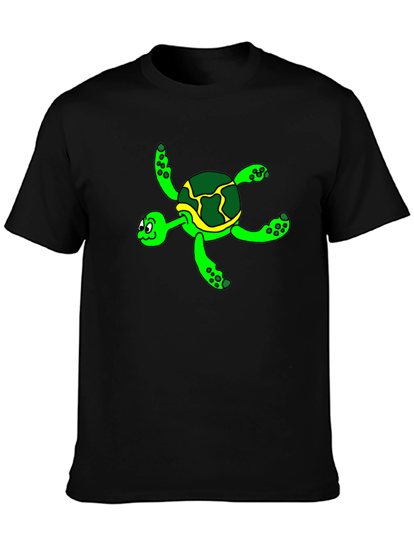 Cartoon Turtle Graphic Tee - Black