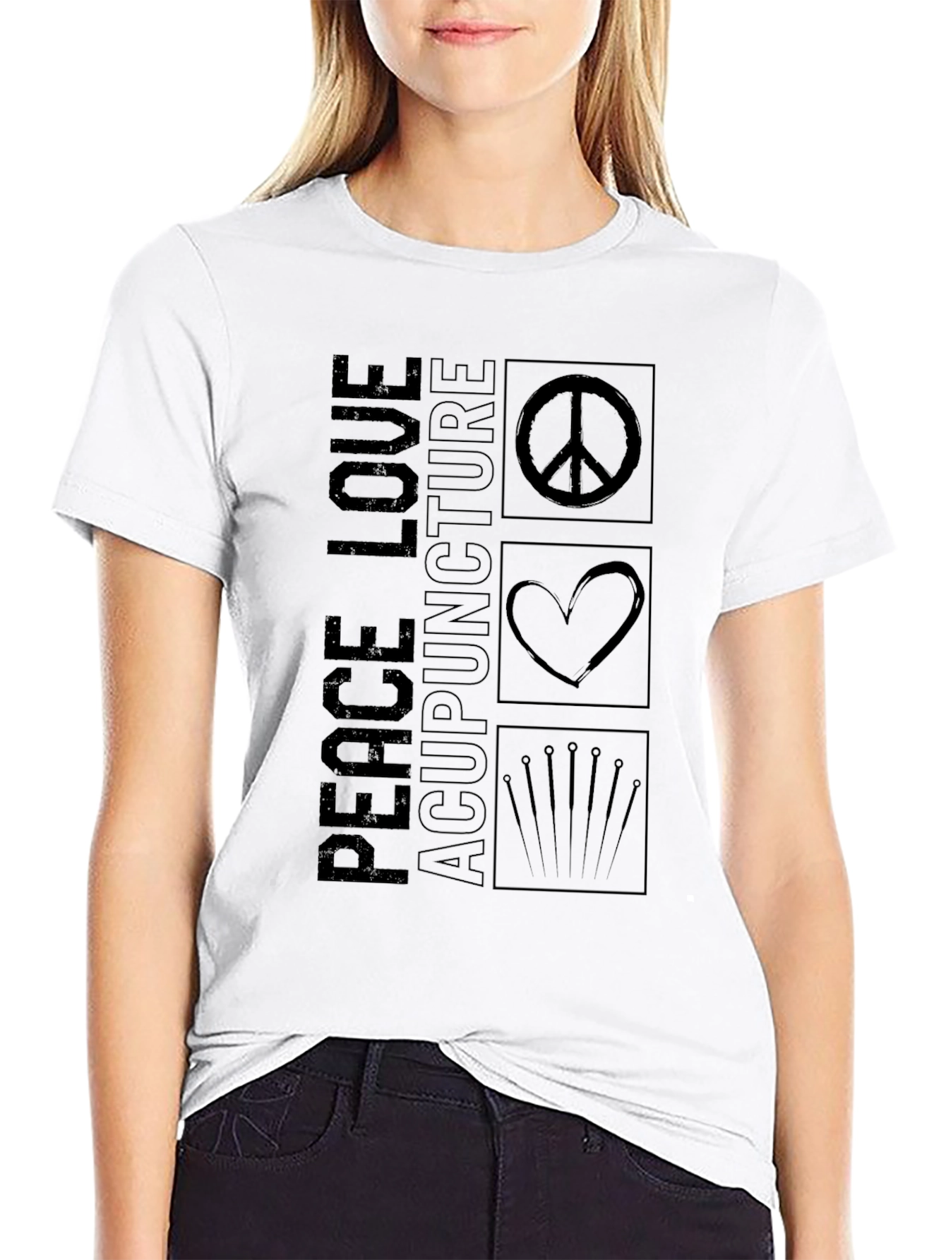Peace Love Acupuncture Graphic Tee - Black