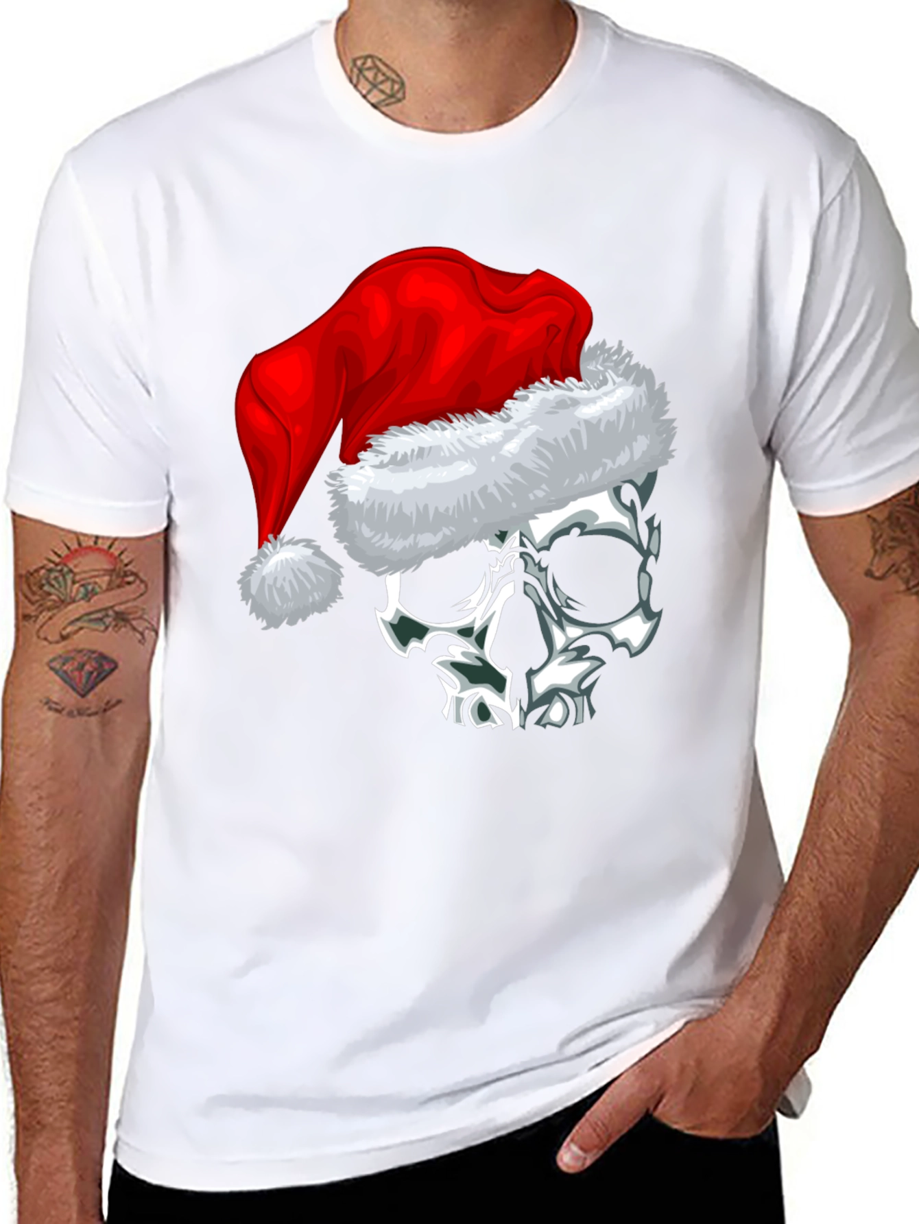Skull with Santa Hat Graphic Tee