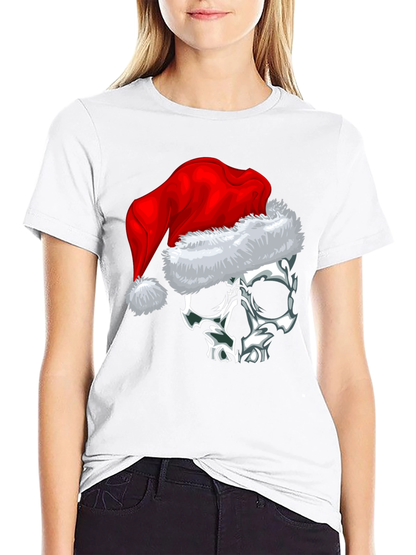 Skull with Santa Hat Graphic Tee