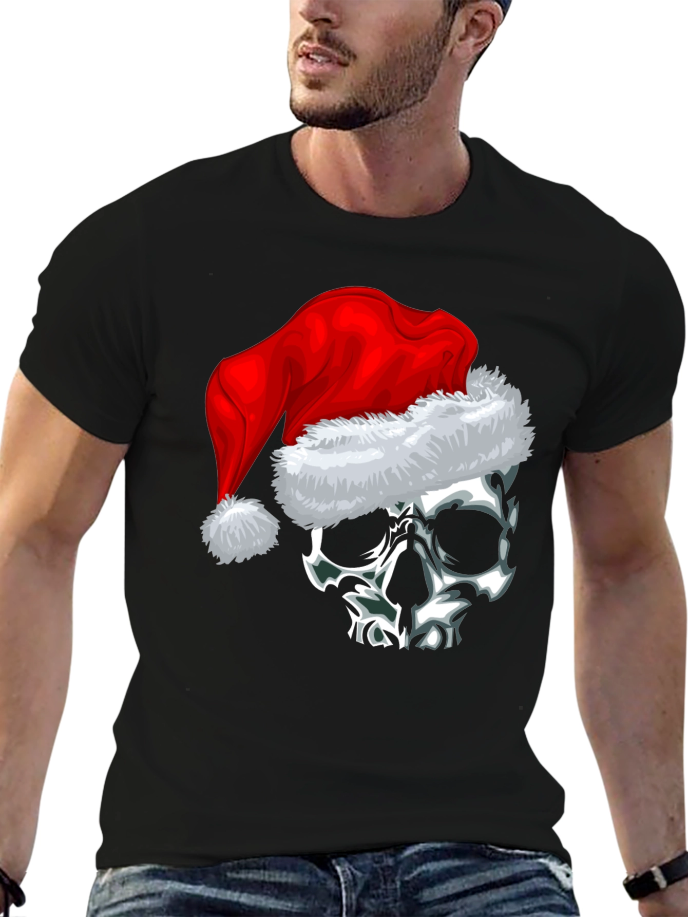 Skull with Santa Hat Graphic Tee