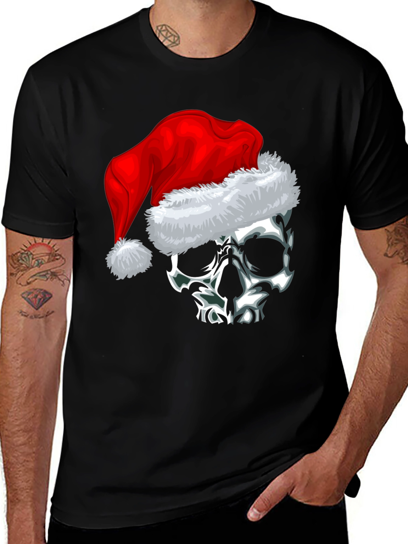 Skull with Santa Hat Graphic Tee