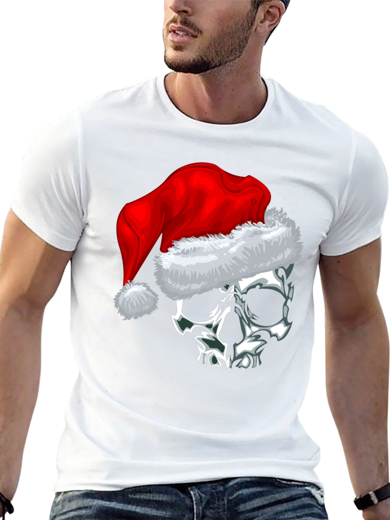 Skull with Santa Hat Graphic Tee