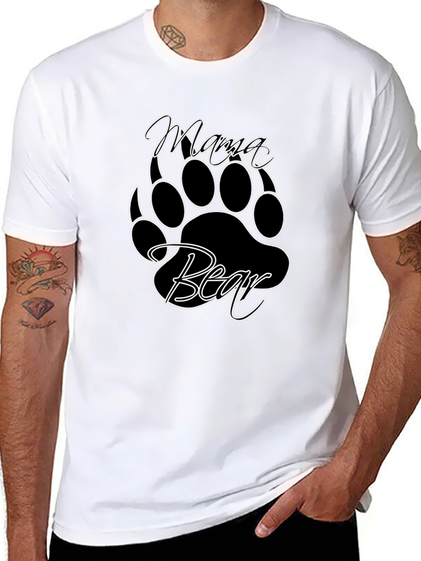 Mama Bear Graphic Tee - Black Cotton Blend Shirt
