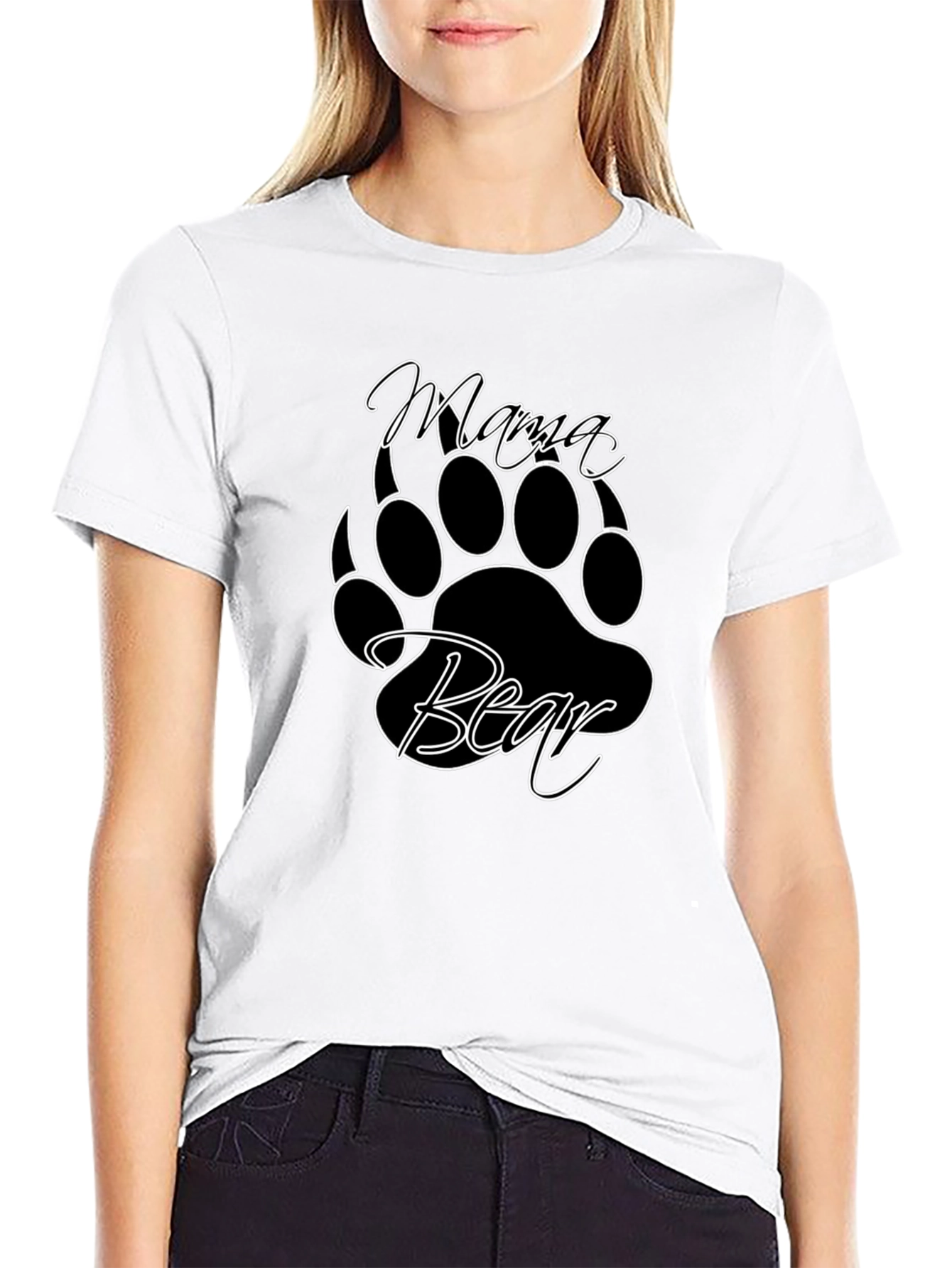 Mama Bear Graphic Tee - Black Cotton Blend Shirt