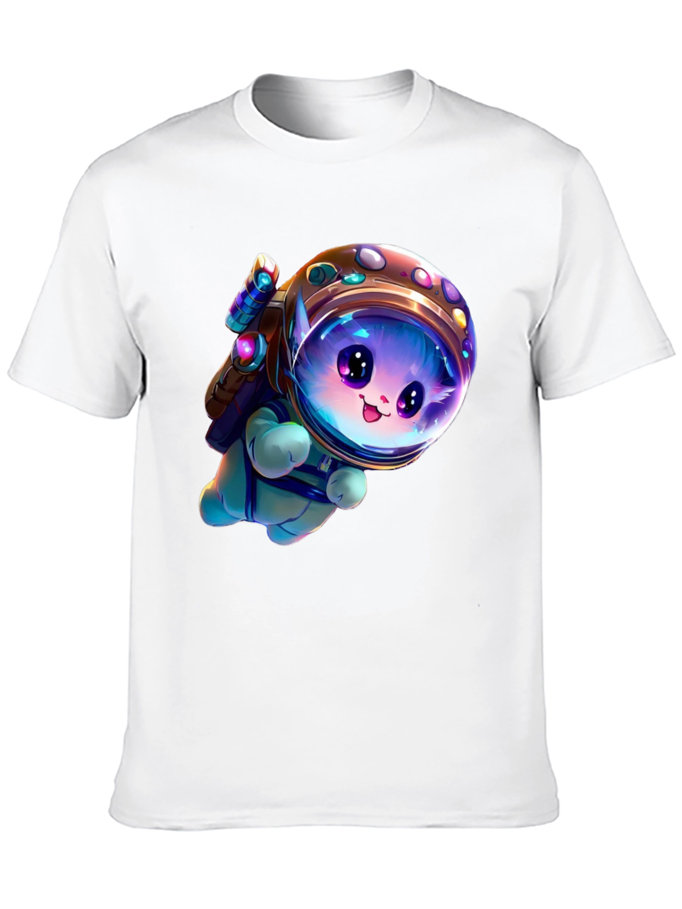 Astronaut Kitten Black T-Shirt