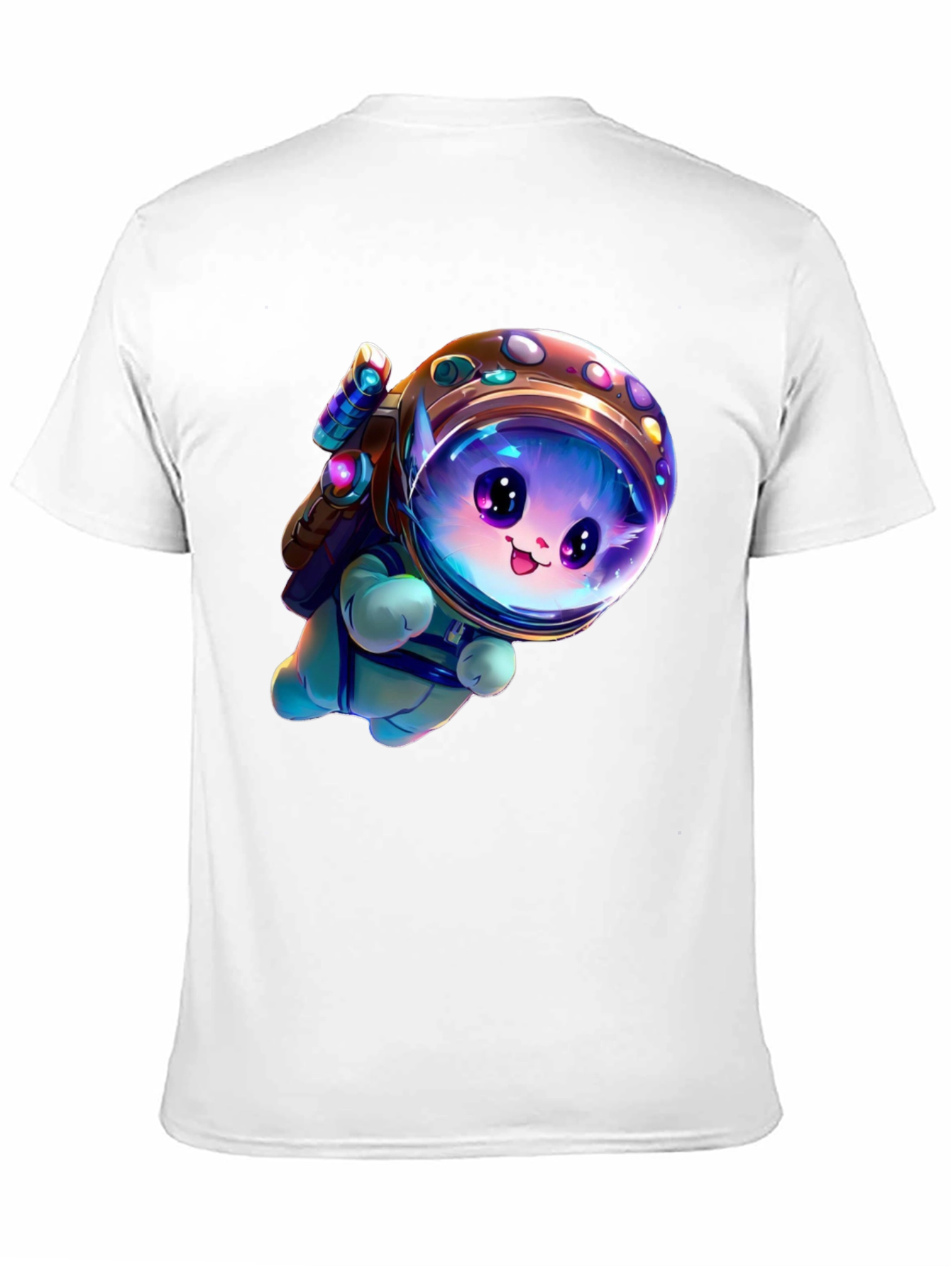 Astronaut Kitten Black T-Shirt