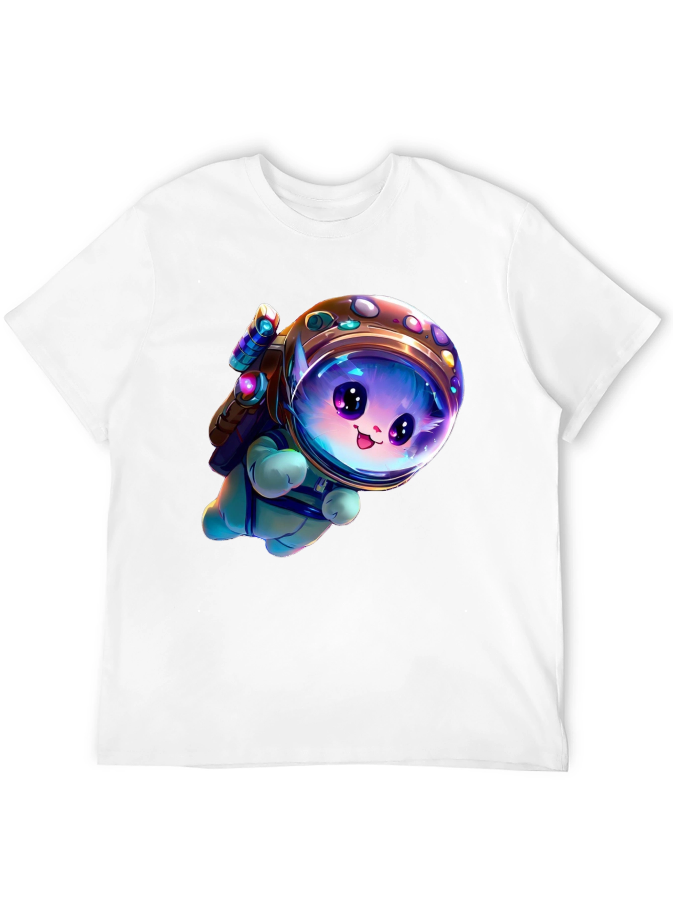 Astronaut Kitten Black T-Shirt
