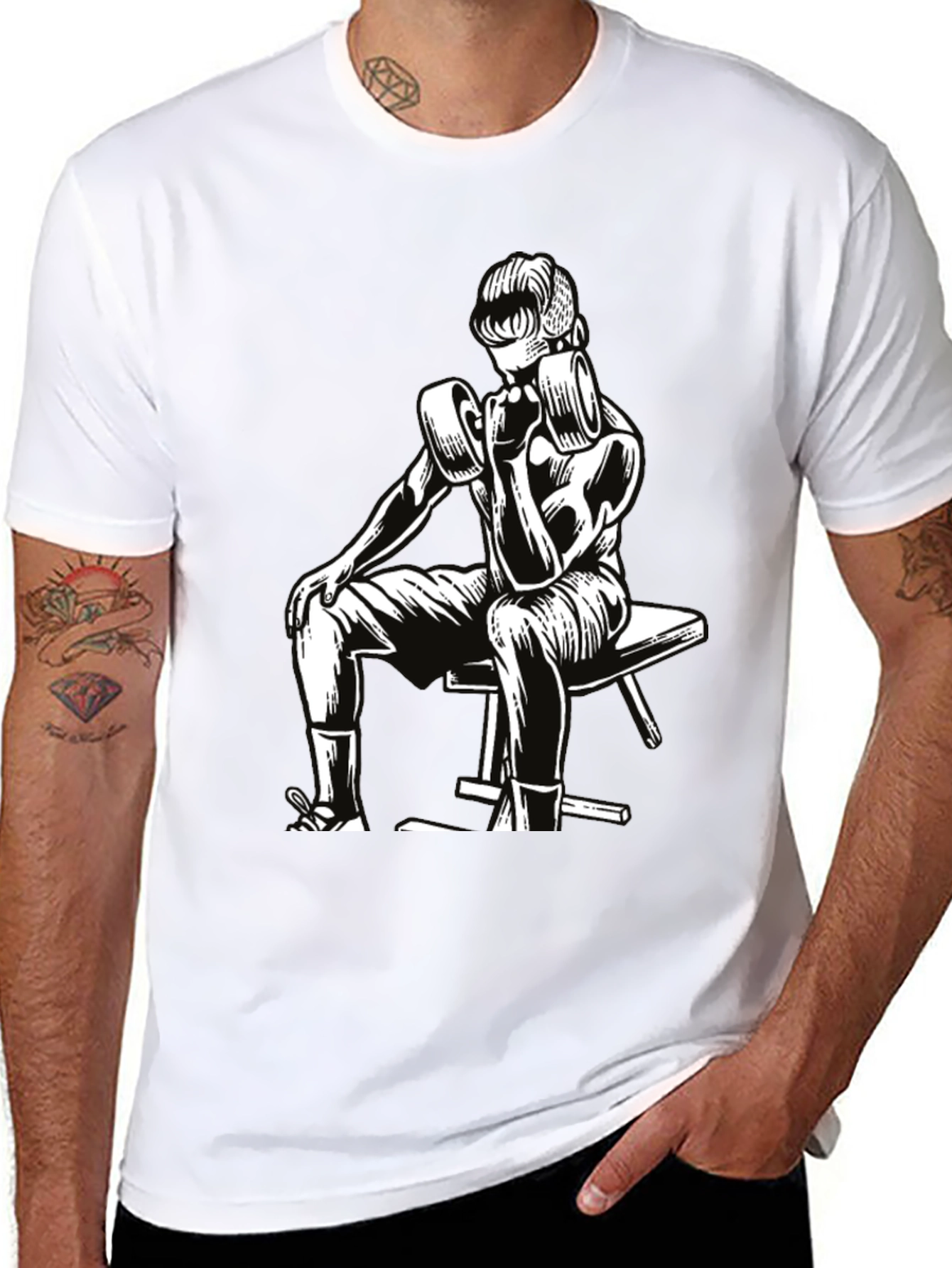 Retro Bodybuilder T-Shirt - Black