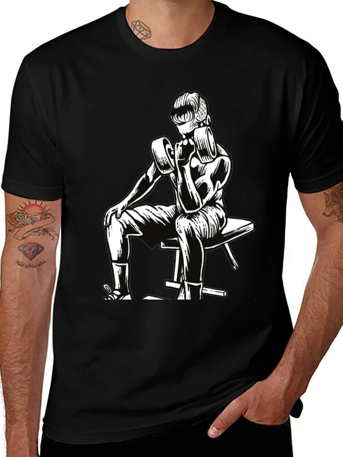 Retro Bodybuilder T-Shirt - Black