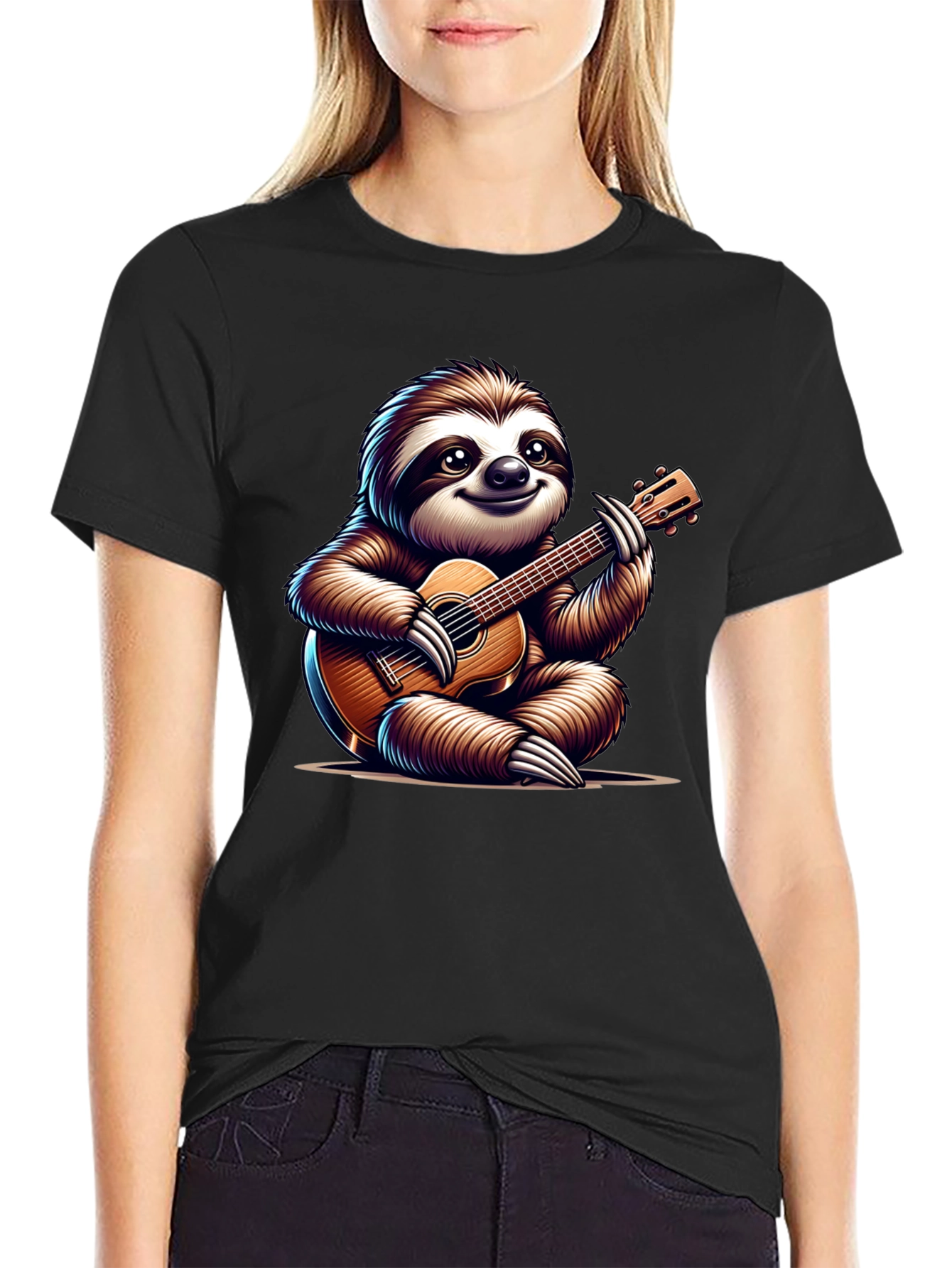 Sloth Guitar T-Shirt - Cute Musical Tee
