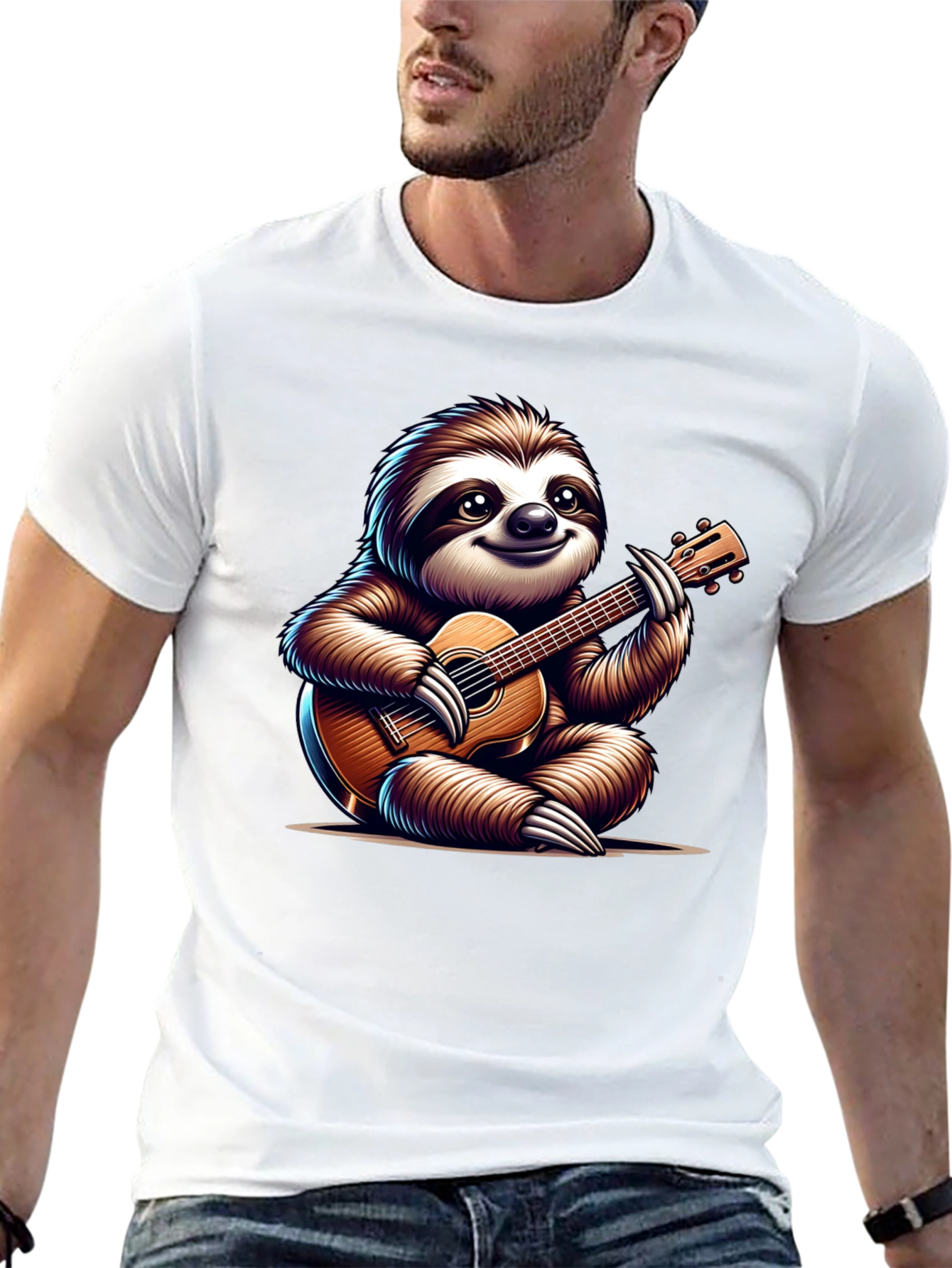 Sloth Guitar T-Shirt - Cute Musical Tee