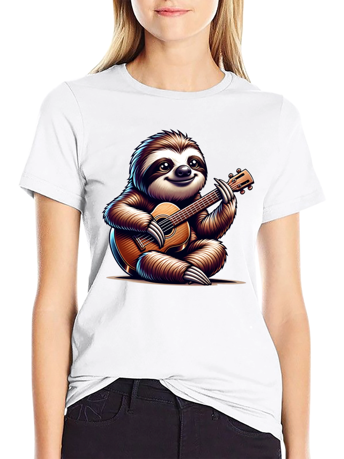 Sloth Guitar T-Shirt - Cute Musical Tee
