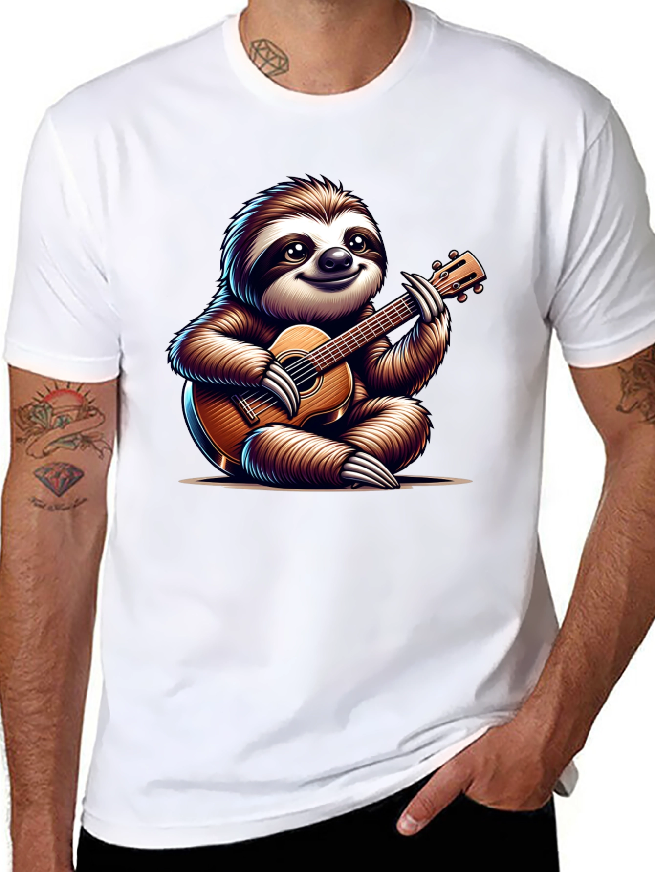Sloth Guitar T-Shirt - Cute Musical Tee