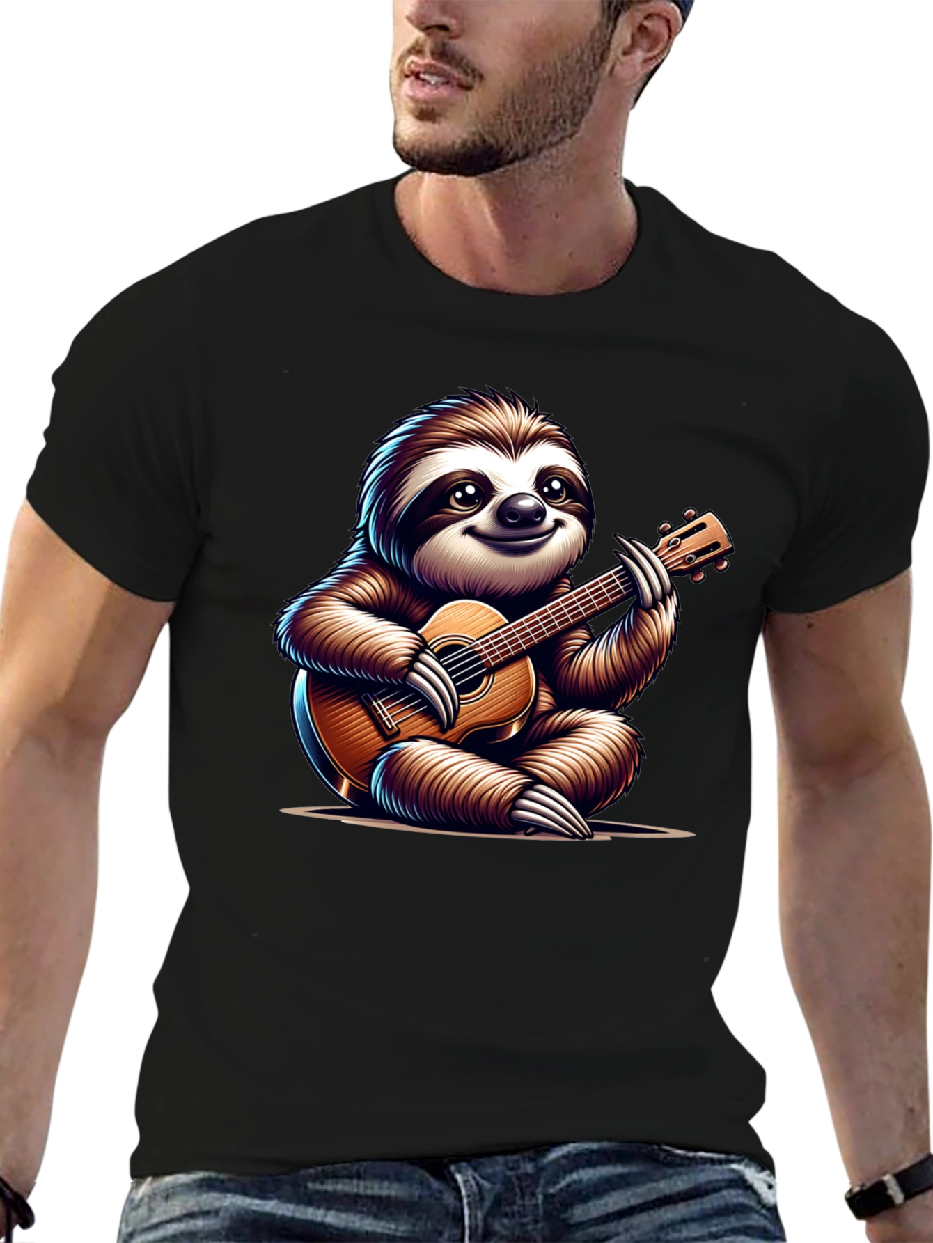 Sloth Guitar T-Shirt - Cute Musical Tee