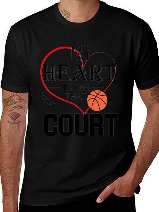 Basketball Lover T-Shirt - My Heart is On That Court Tee