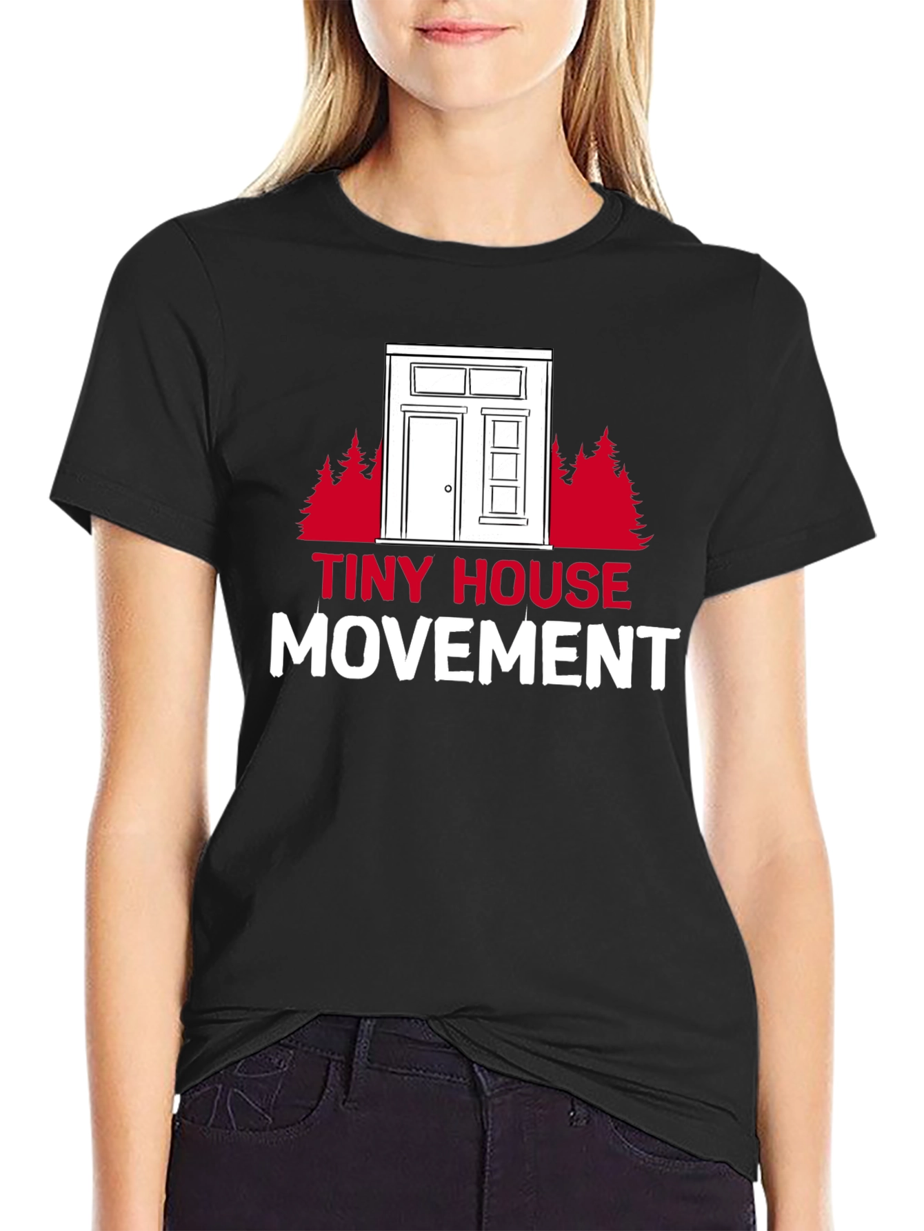 Tiny House Movement Graphic Tee - Black Cotton T-Shirt