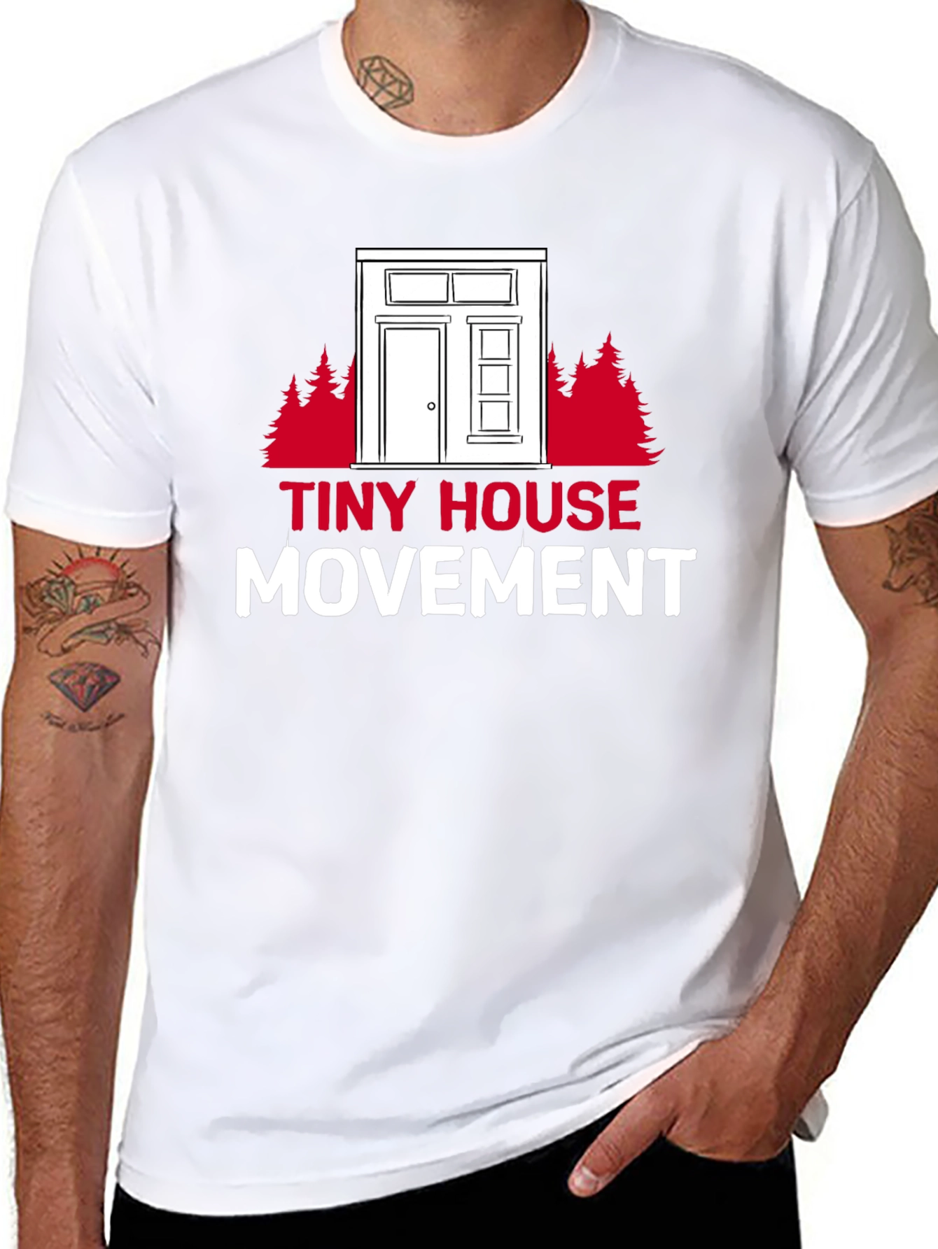 Tiny House Movement Graphic Tee - Black Cotton T-Shirt
