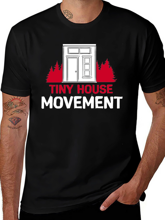 Tiny House Movement Graphic Tee - Black Cotton T-Shirt