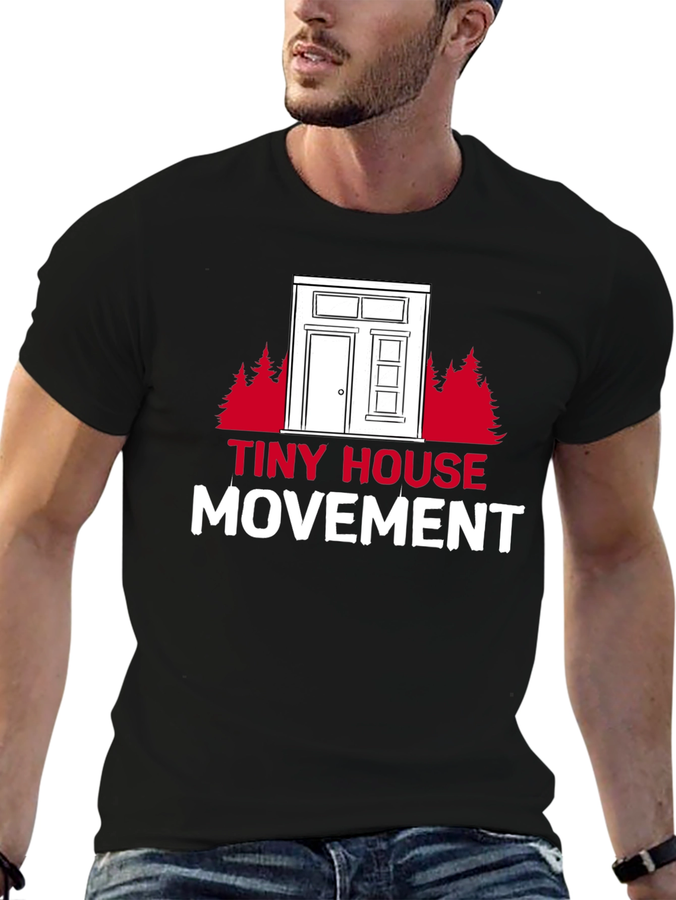 Tiny House Movement Graphic Tee - Black Cotton T-Shirt