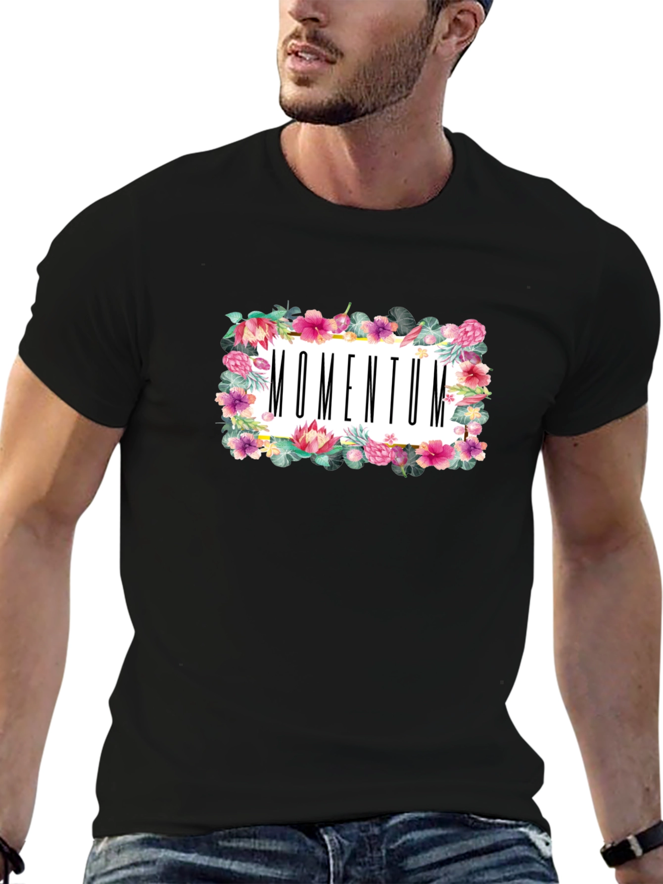 Momentum Floral Graphic Black T-Shirt