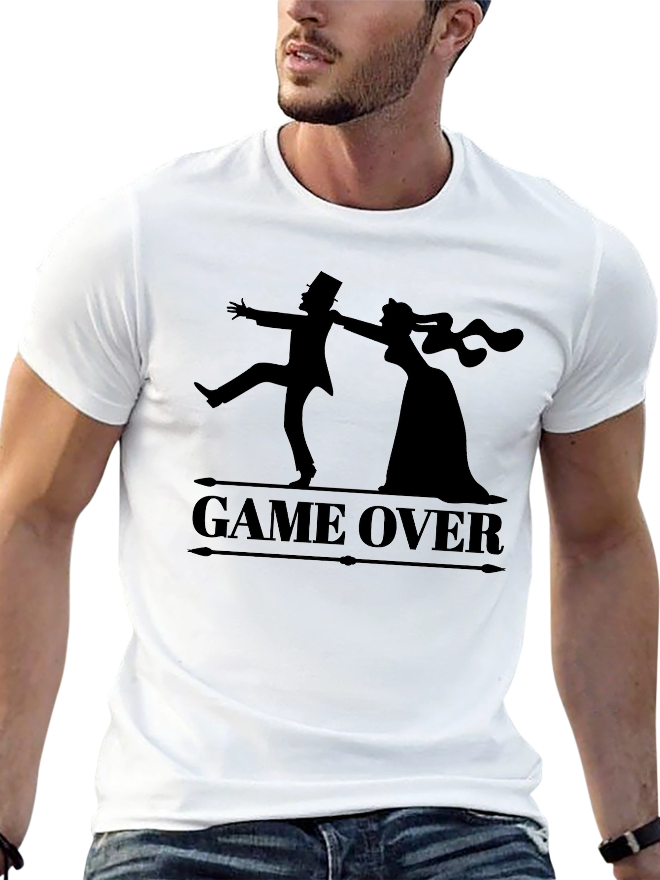 Game Over Bride & Groom Black T-Shirt